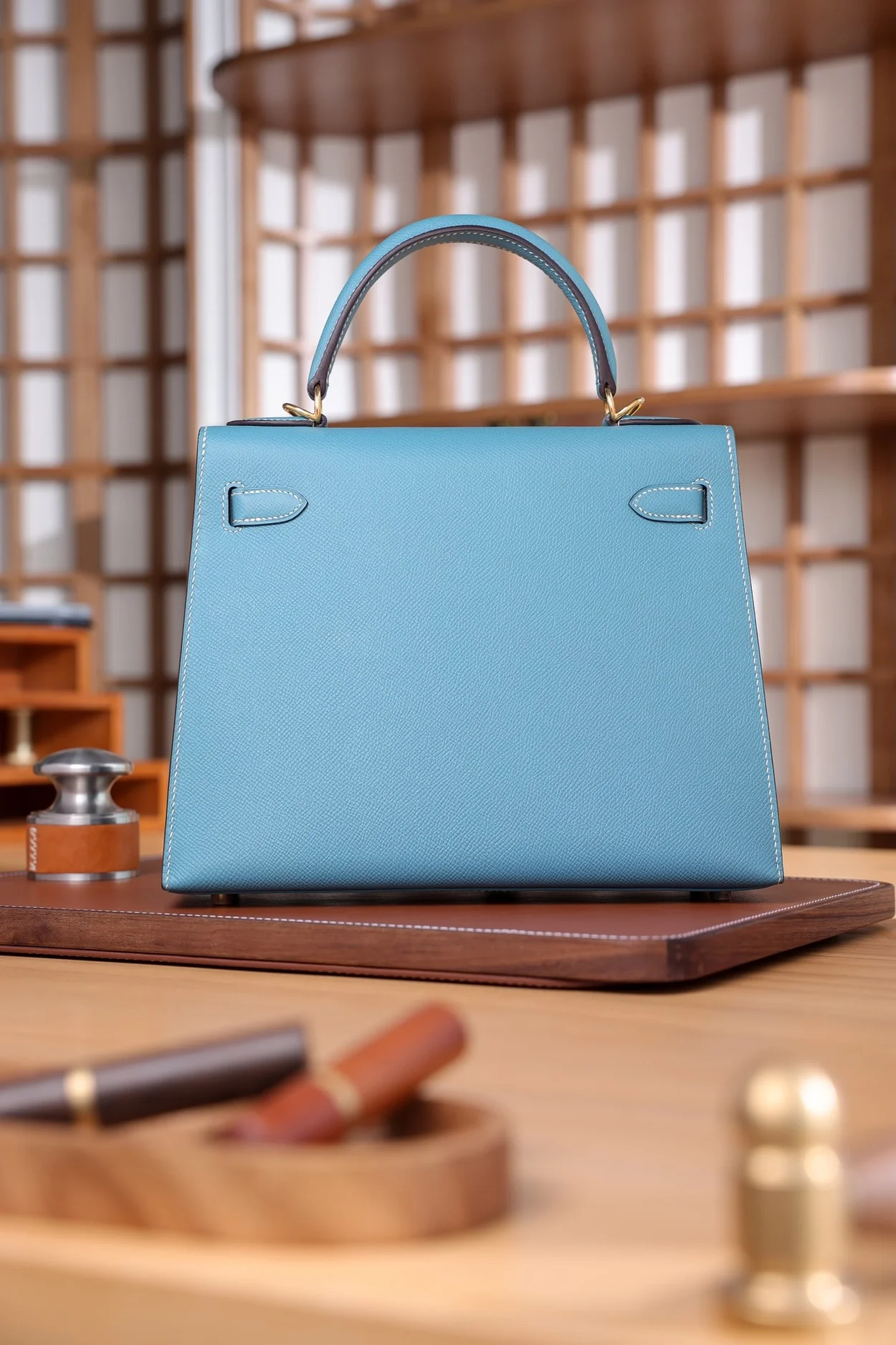 에르메스 켈리 28 셀리에 블루 드 노드 골드 하드웨어 (100% HAND MADE)