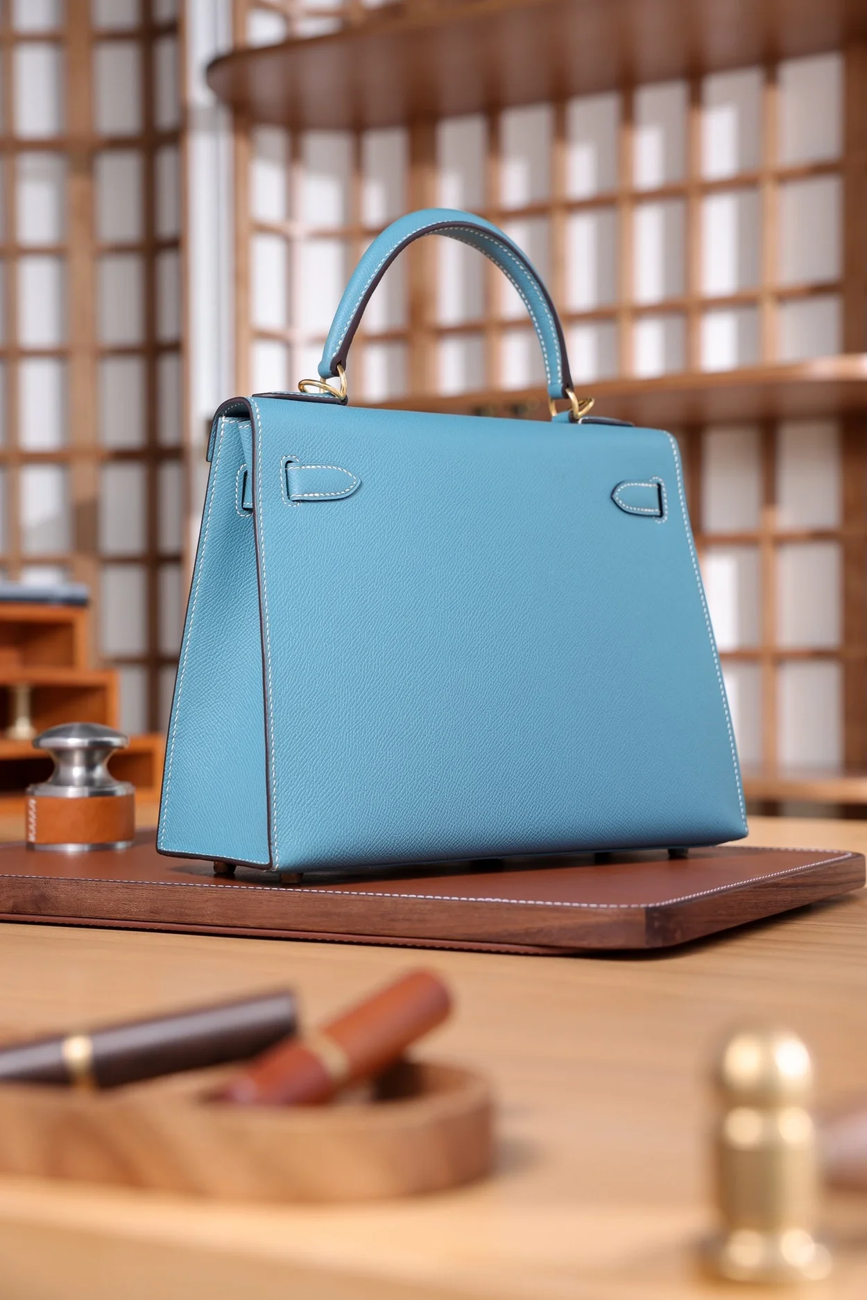 에르메스 켈리 28 셀리에 블루 드 노드 골드 하드웨어 (100% HAND MADE)