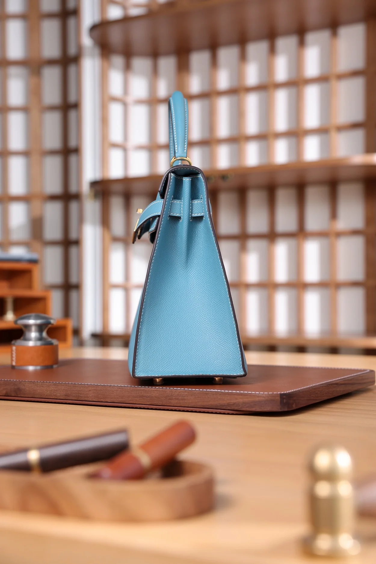 에르메스 켈리 28 셀리에 블루 드 노드 골드 하드웨어 (100% HAND MADE)