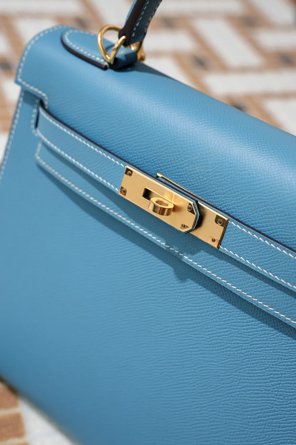 에르메스 켈리 28 셀리에 블루 드 노드 골드 하드웨어 (100% HAND MADE)