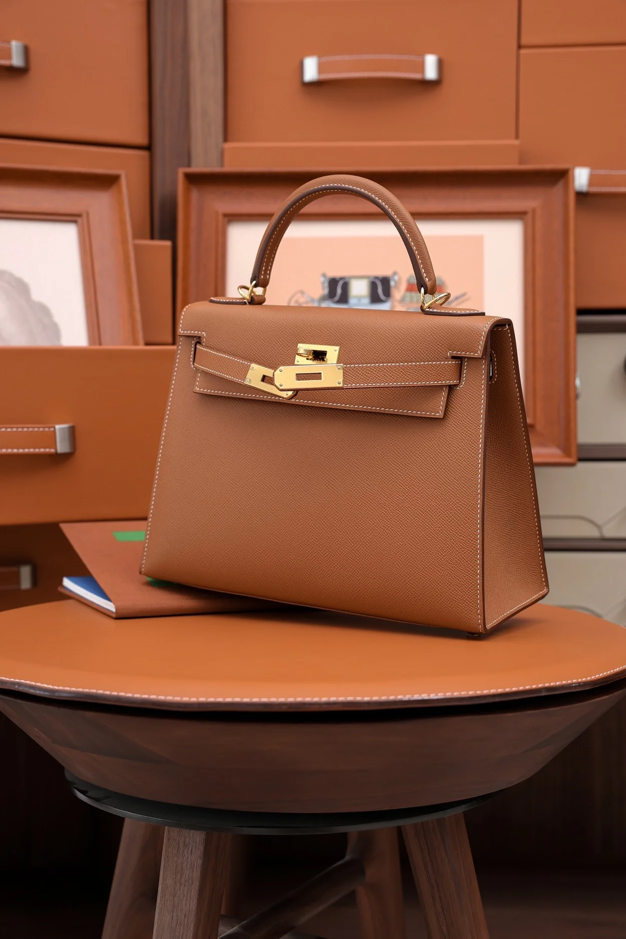 에르메스 켈리 28 셀리에 브라운 골드 하드웨어 (100% HAND MADE)