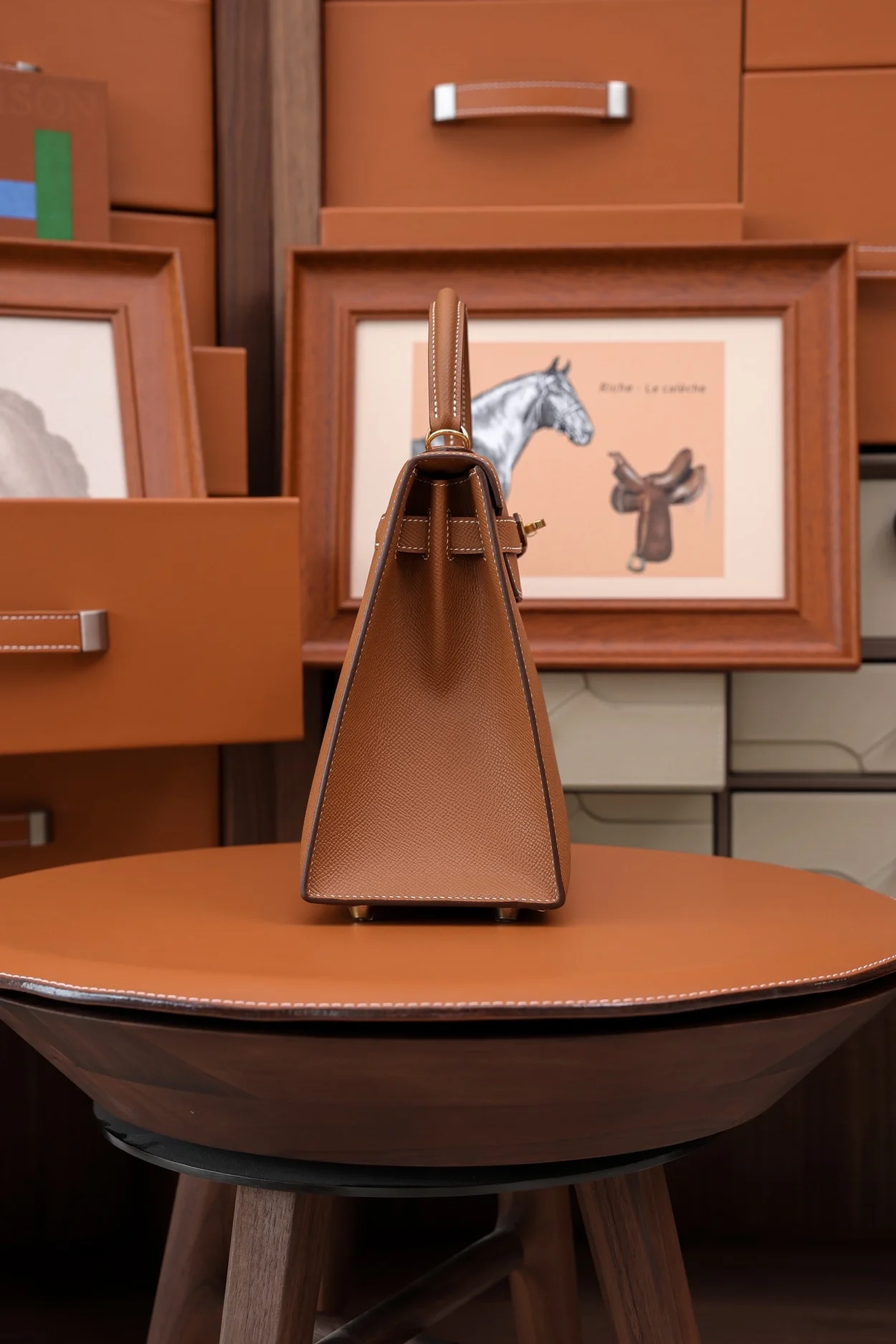 에르메스 켈리 28 셀리에 브라운 골드 하드웨어 (100% HAND MADE)