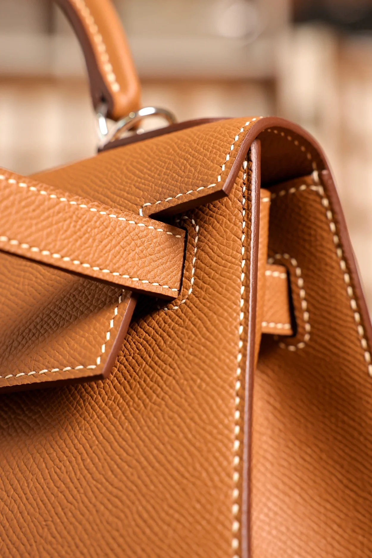 에르메스 켈리 25 셀리에 골드 브라운 실버 하드웨어 (100% HAND MADE)