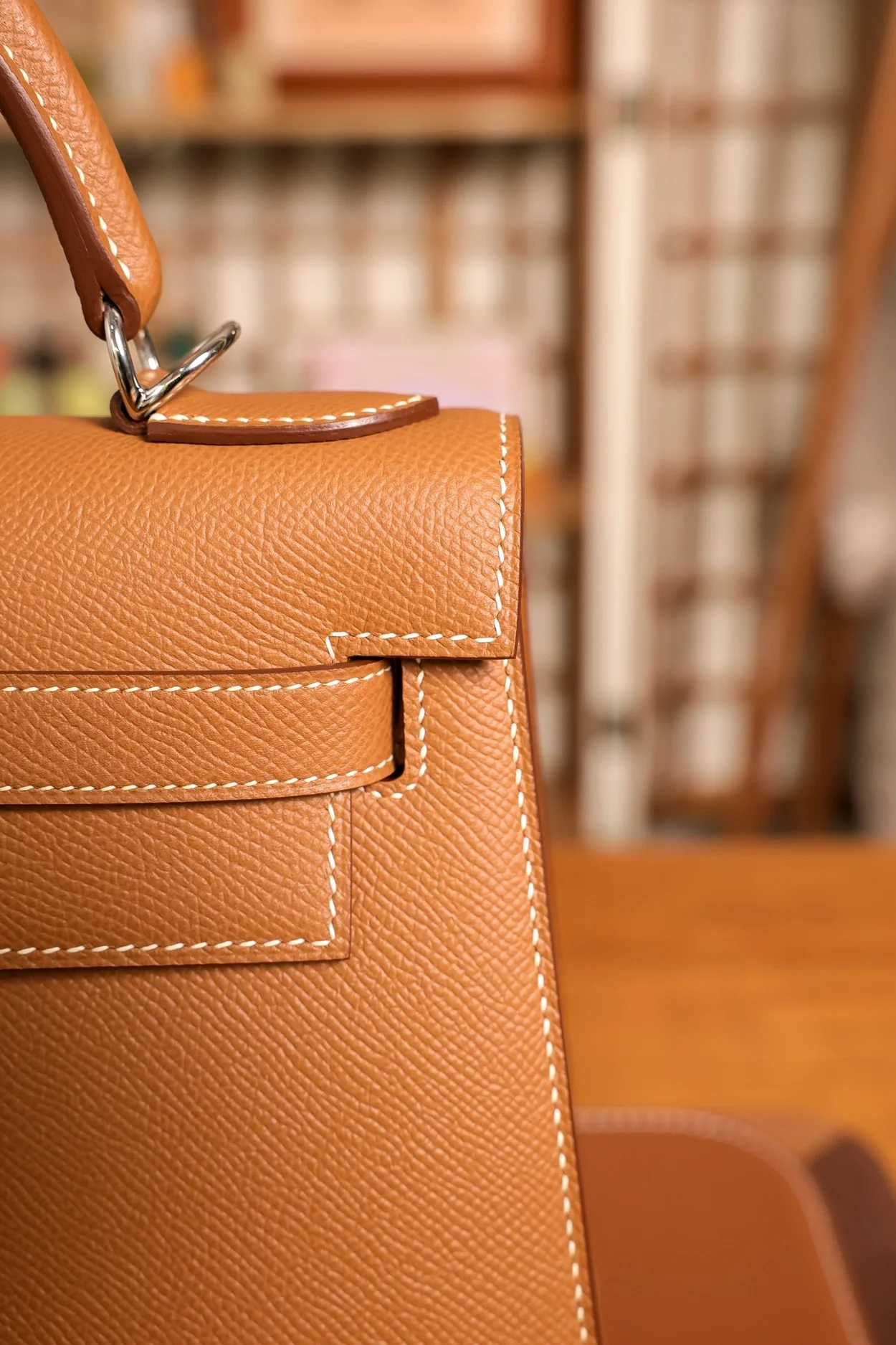 에르메스 켈리 25 셀리에 골드 브라운 실버 하드웨어 (100% HAND MADE)