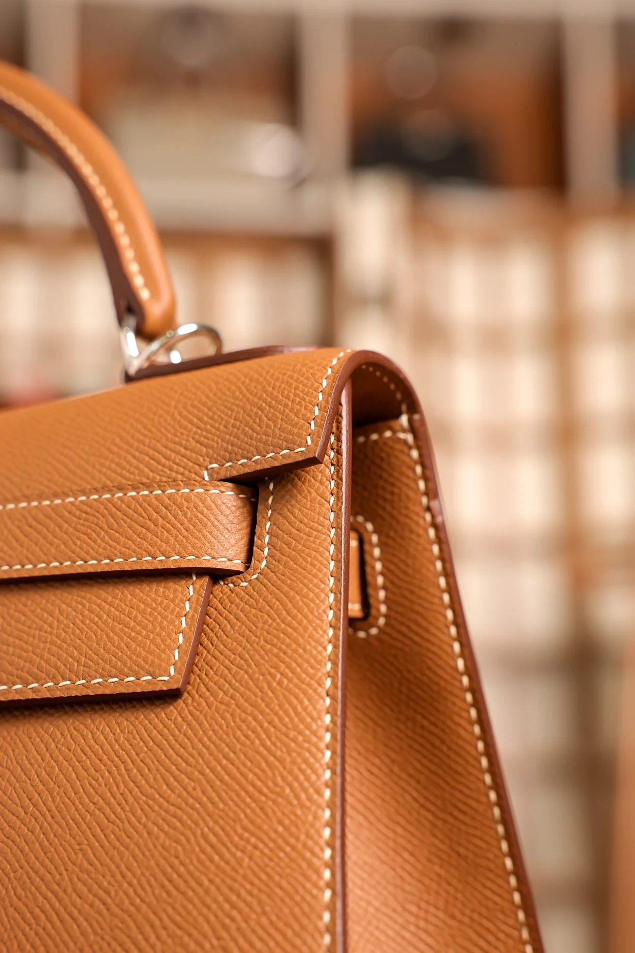 에르메스 켈리 25 셀리에 골드 브라운 실버 하드웨어 (100% HAND MADE)