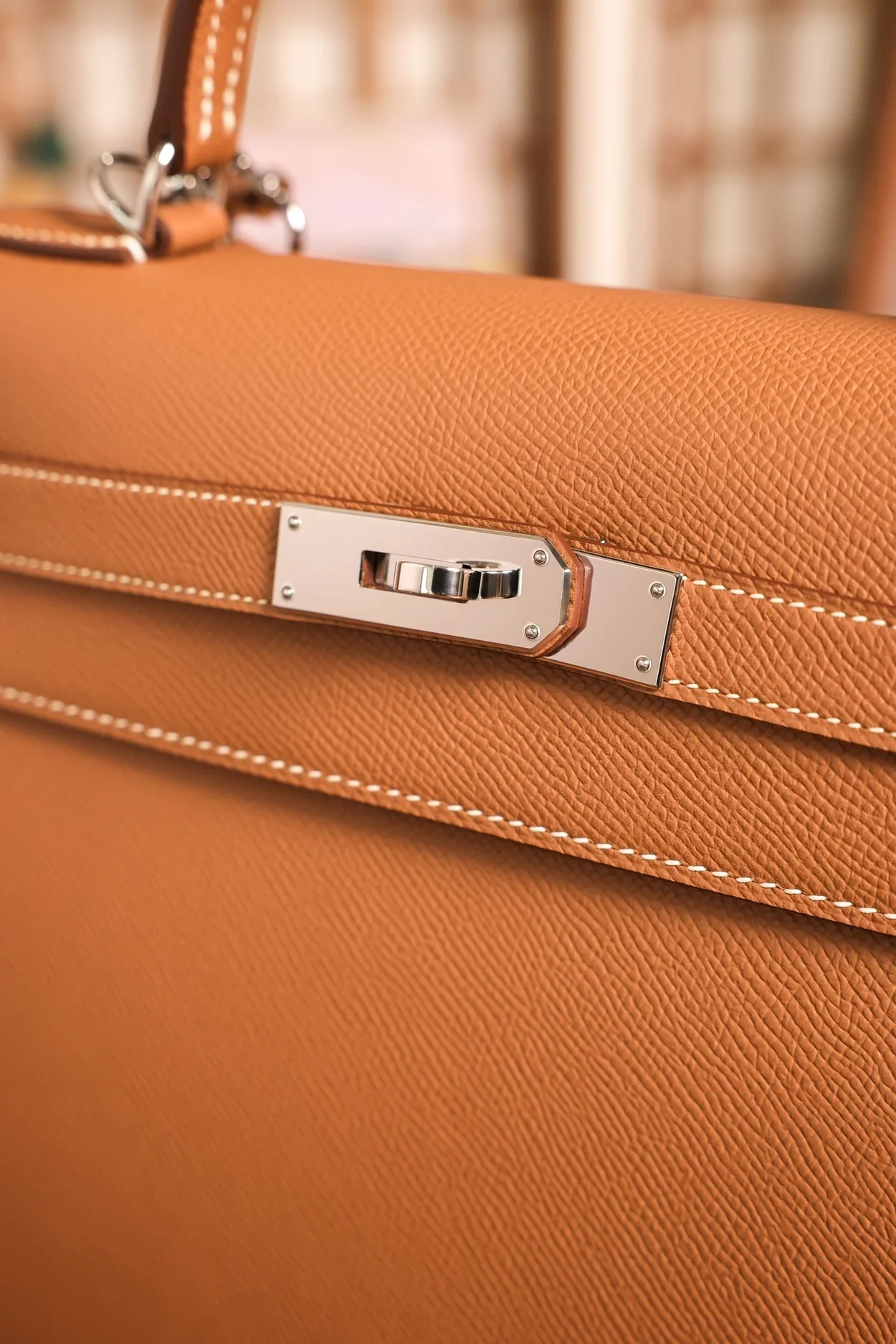 에르메스 켈리 25 셀리에 골드 브라운 실버 하드웨어 (100% HAND MADE)