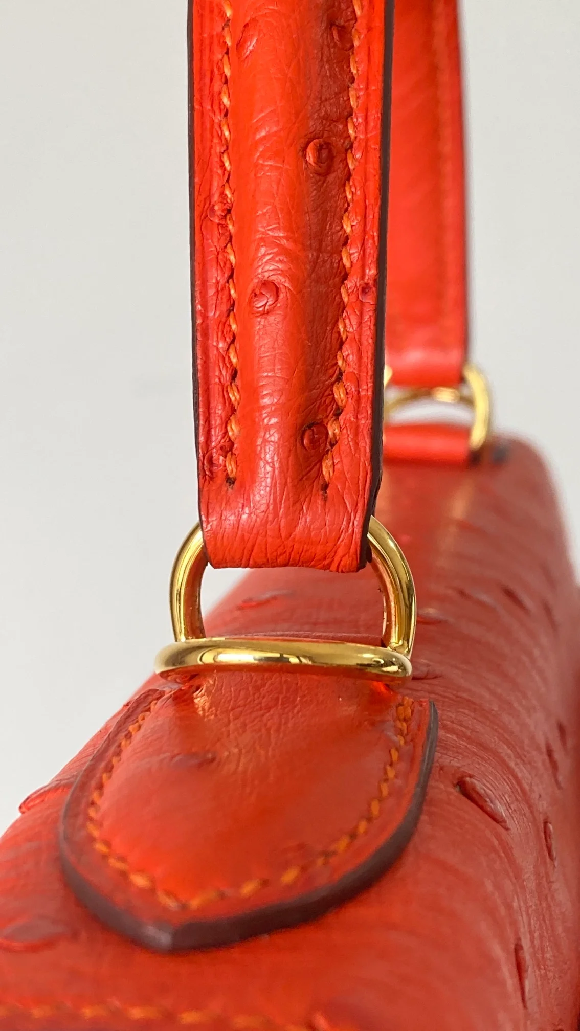 에르메스 켈리 28 셀리에 오스트리치 레드 골드 하드웨어 (100% HAND MADE)