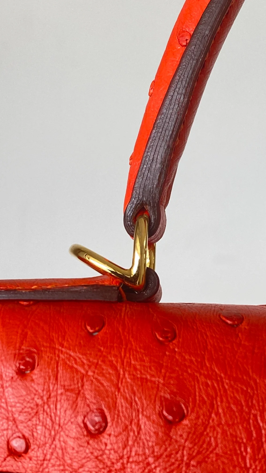에르메스 켈리 28 셀리에 오스트리치 레드 골드 하드웨어 (100% HAND MADE)