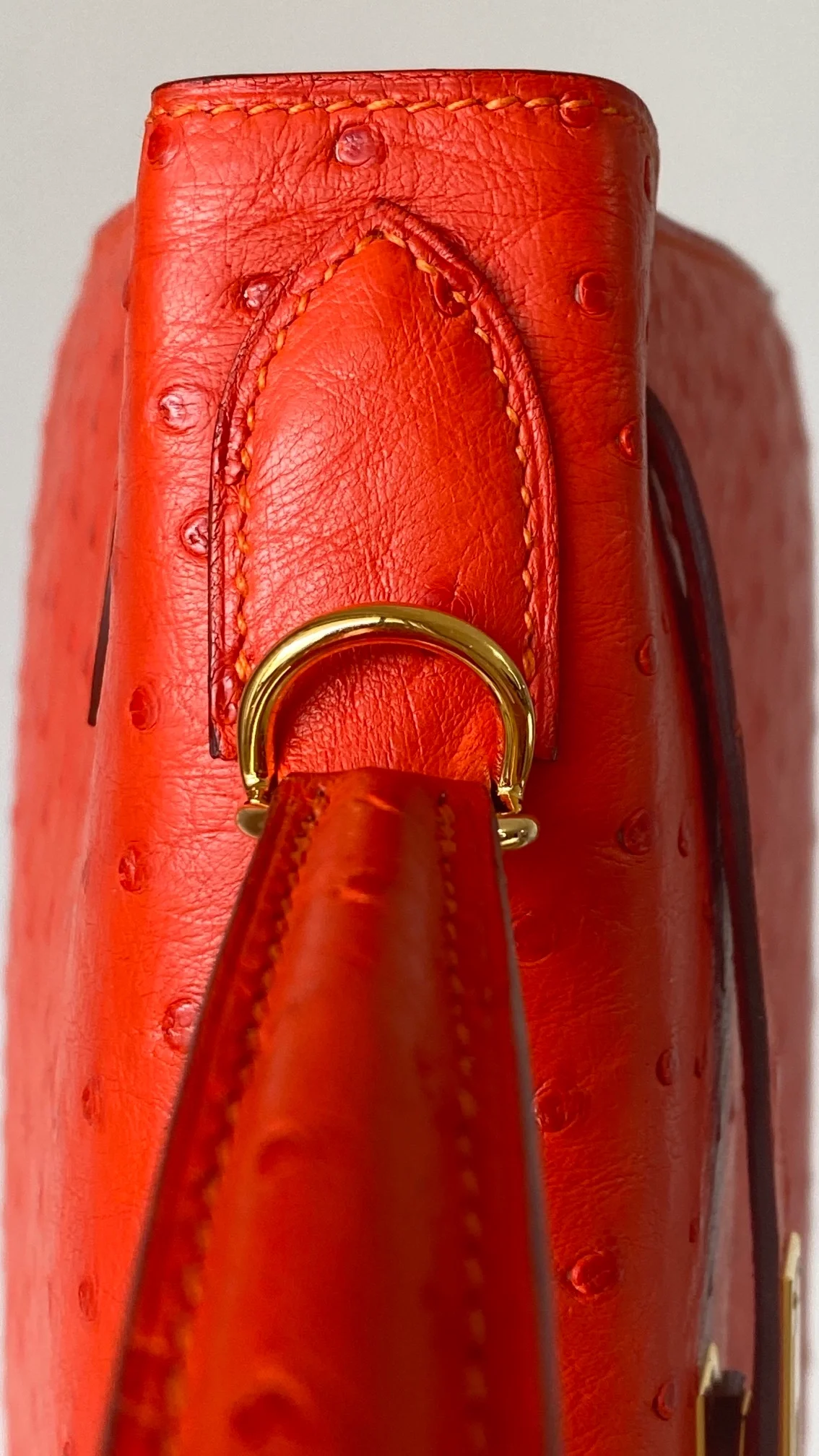 에르메스 켈리 28 셀리에 오스트리치 레드 골드 하드웨어 (100% HAND MADE)