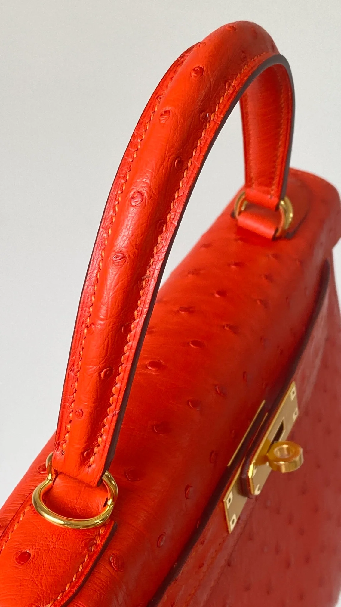 에르메스 켈리 28 셀리에 오스트리치 레드 골드 하드웨어 (100% HAND MADE)