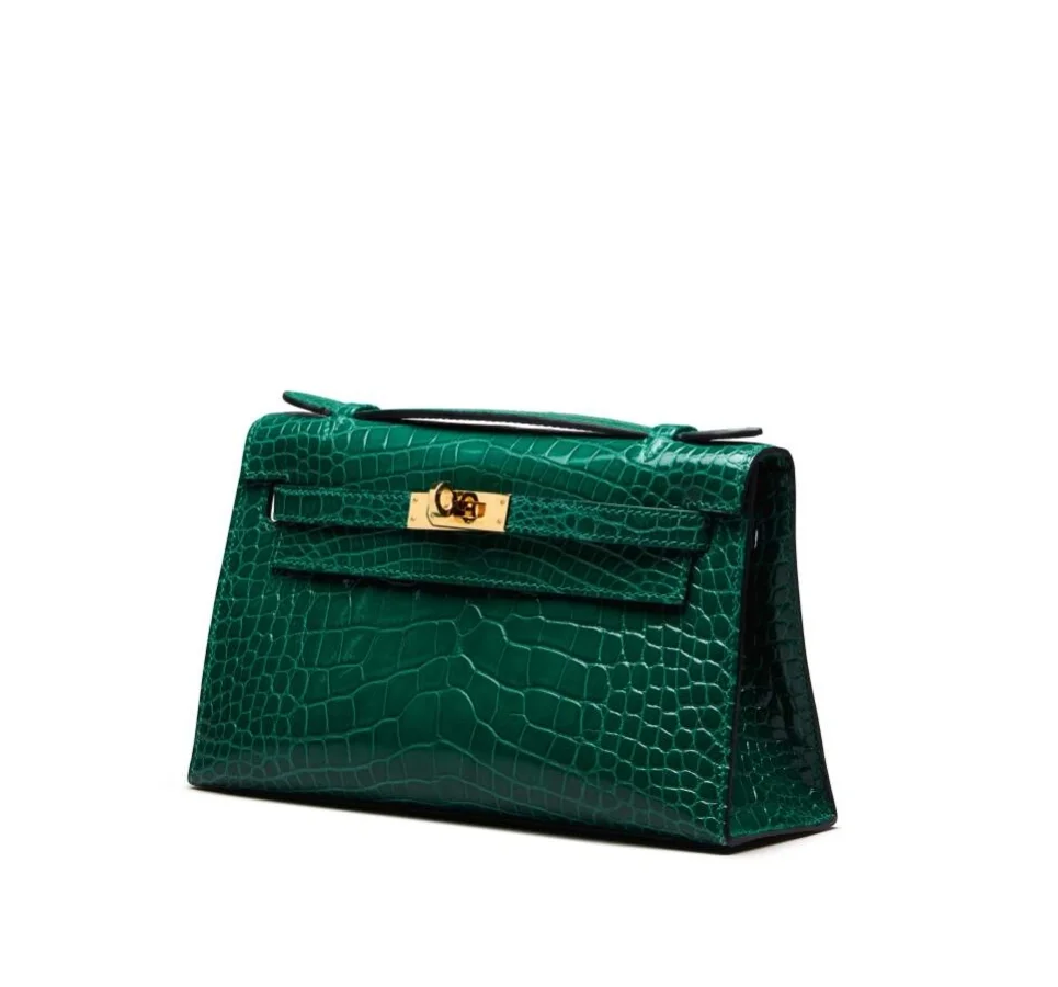 에르메스 켈리 포쉐트 엘리게이터 그린 골드 하드웨어 (100% HAND MADE)