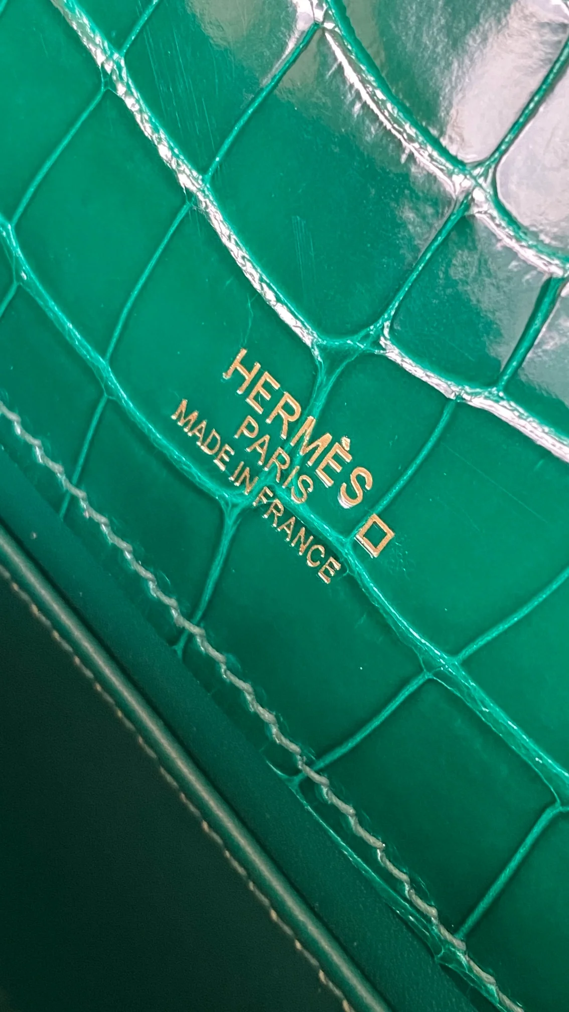 에르메스 켈리 포쉐트 엘리게이터 그린 골드 하드웨어 (100% HAND MADE)