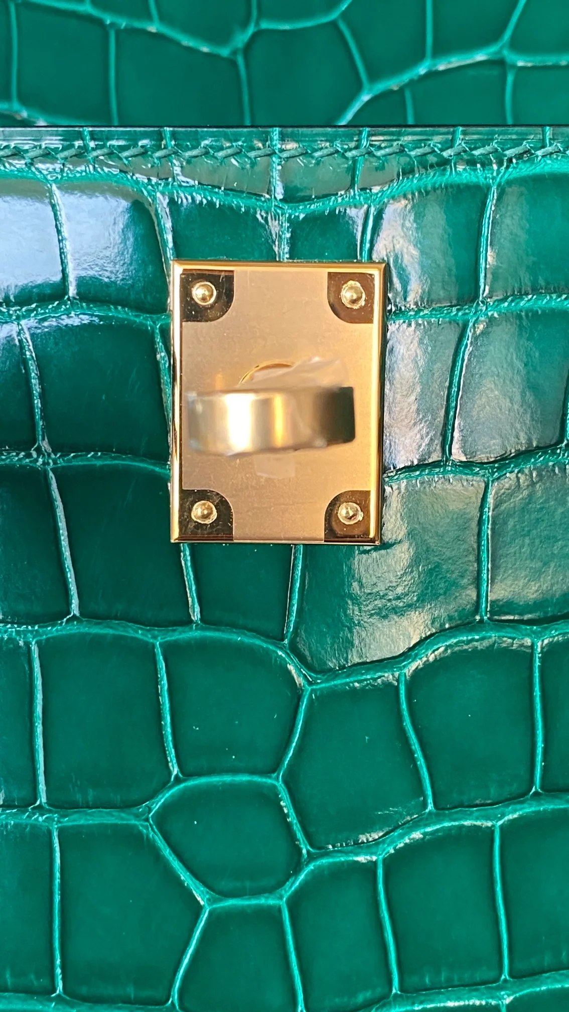 에르메스 켈리 포쉐트 엘리게이터 그린 골드 하드웨어 (100% HAND MADE)