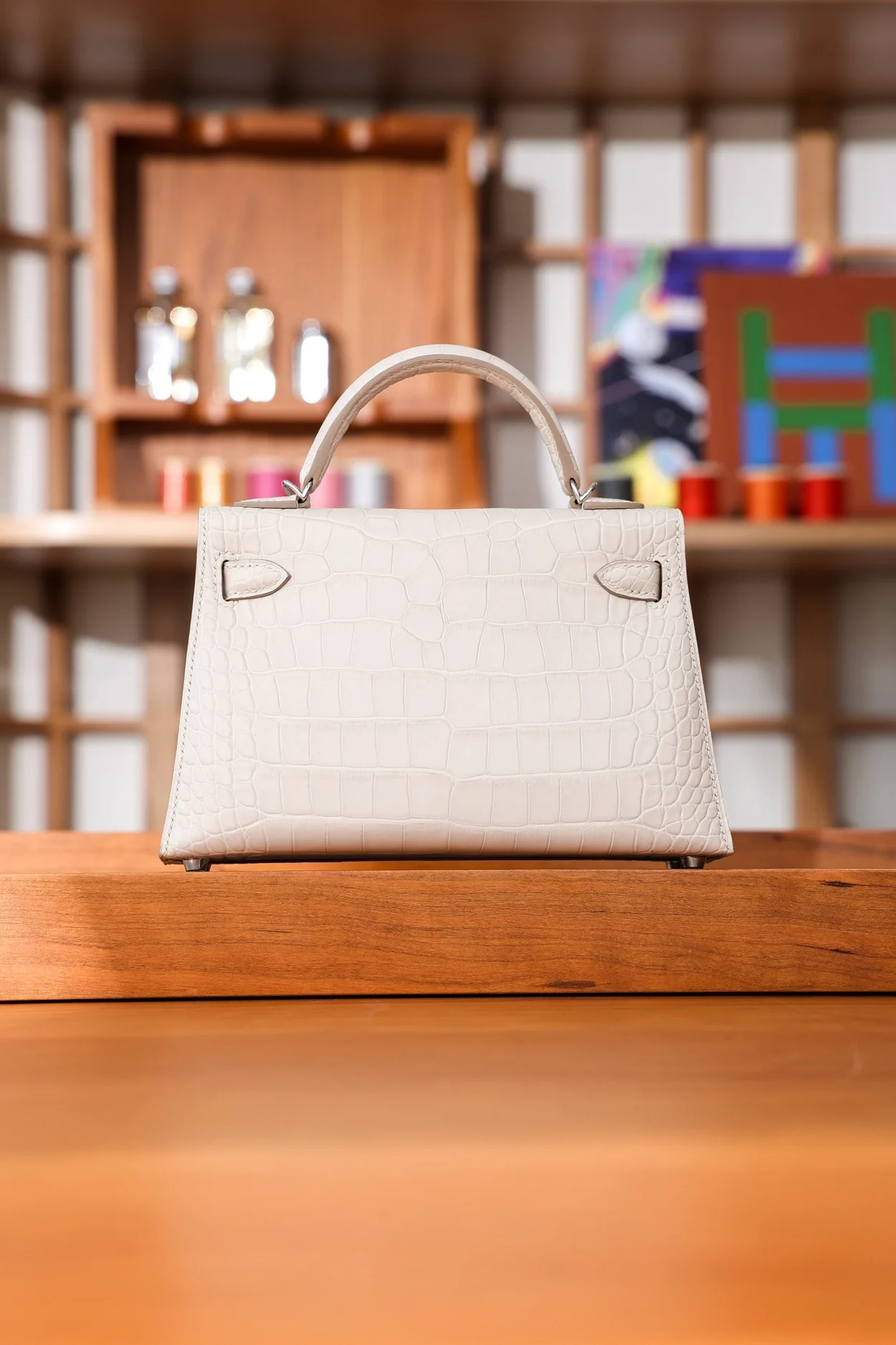 에르메스 미니 켈리 2 셀리에 엘리게이터 나타 팔라듐 하드웨어 (100% HAND MADE)