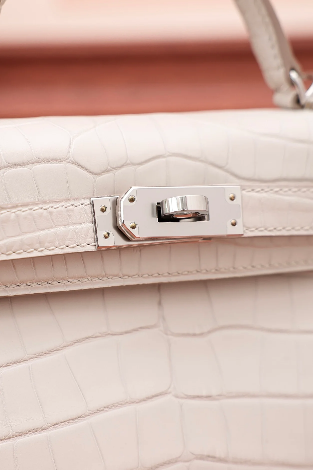 에르메스 미니 켈리 2 셀리에 엘리게이터 나타 팔라듐 하드웨어 (100% HAND MADE)