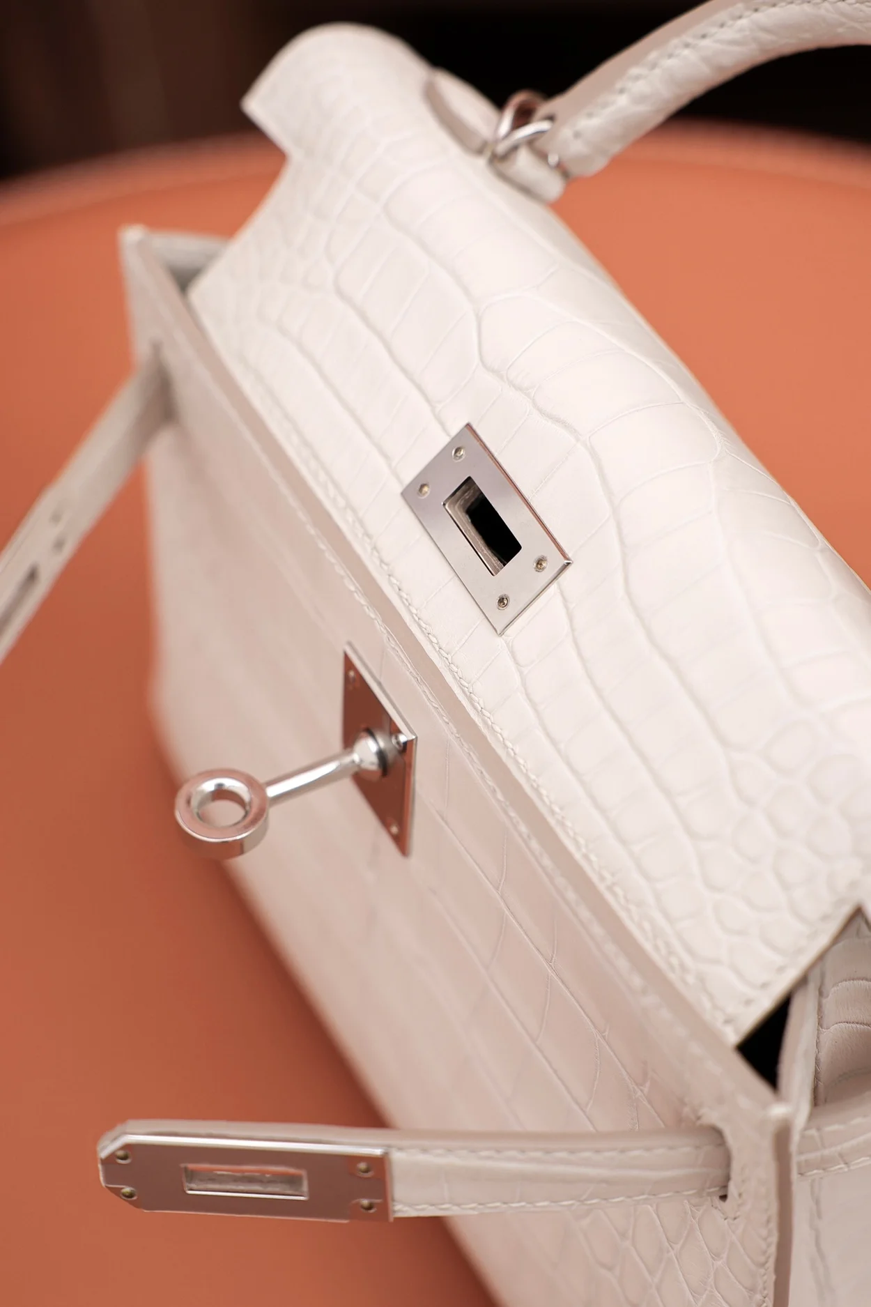 에르메스 미니 켈리 2 셀리에 엘리게이터 나타 팔라듐 하드웨어 (100% HAND MADE)