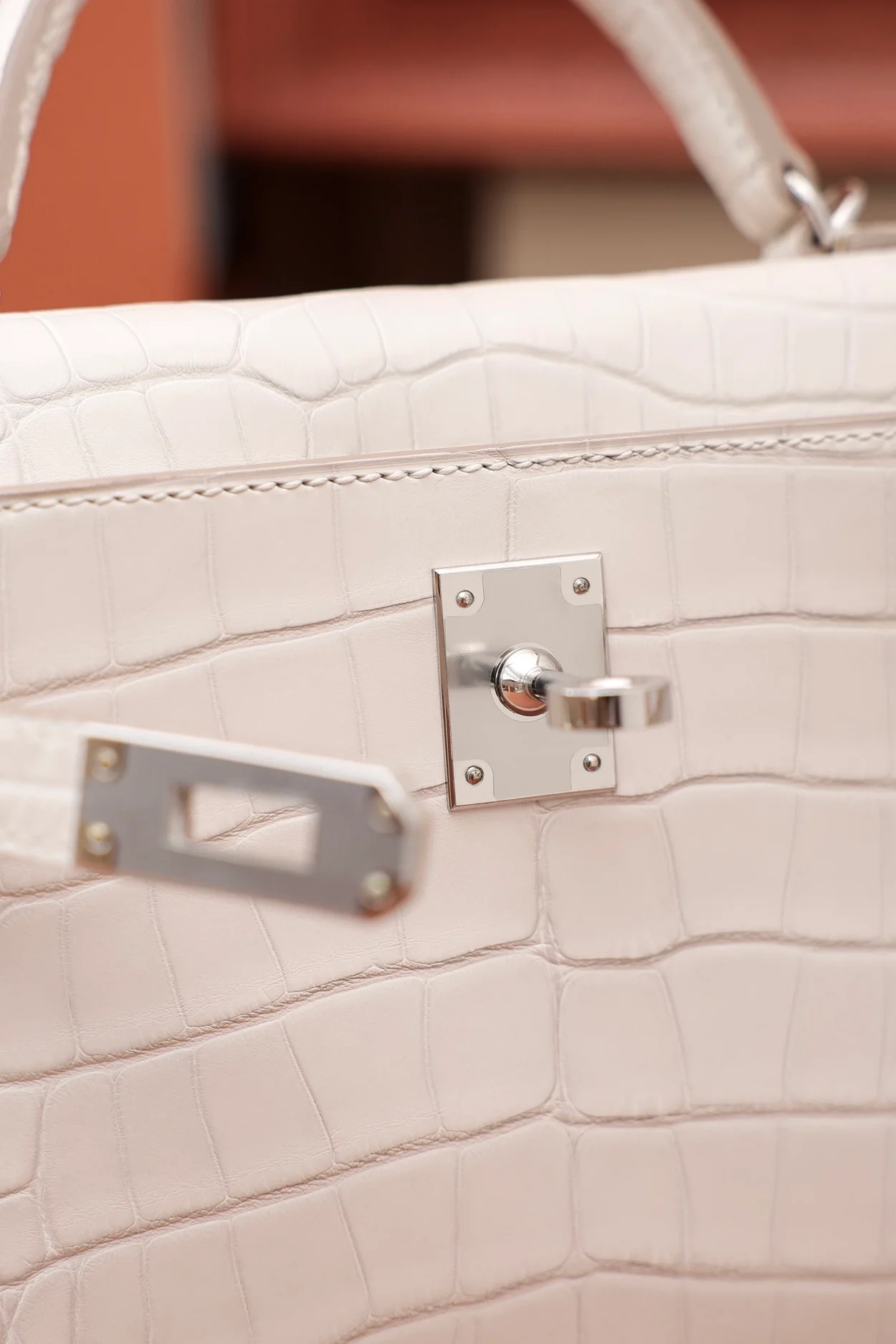 에르메스 미니 켈리 2 셀리에 엘리게이터 나타 팔라듐 하드웨어 (100% HAND MADE)