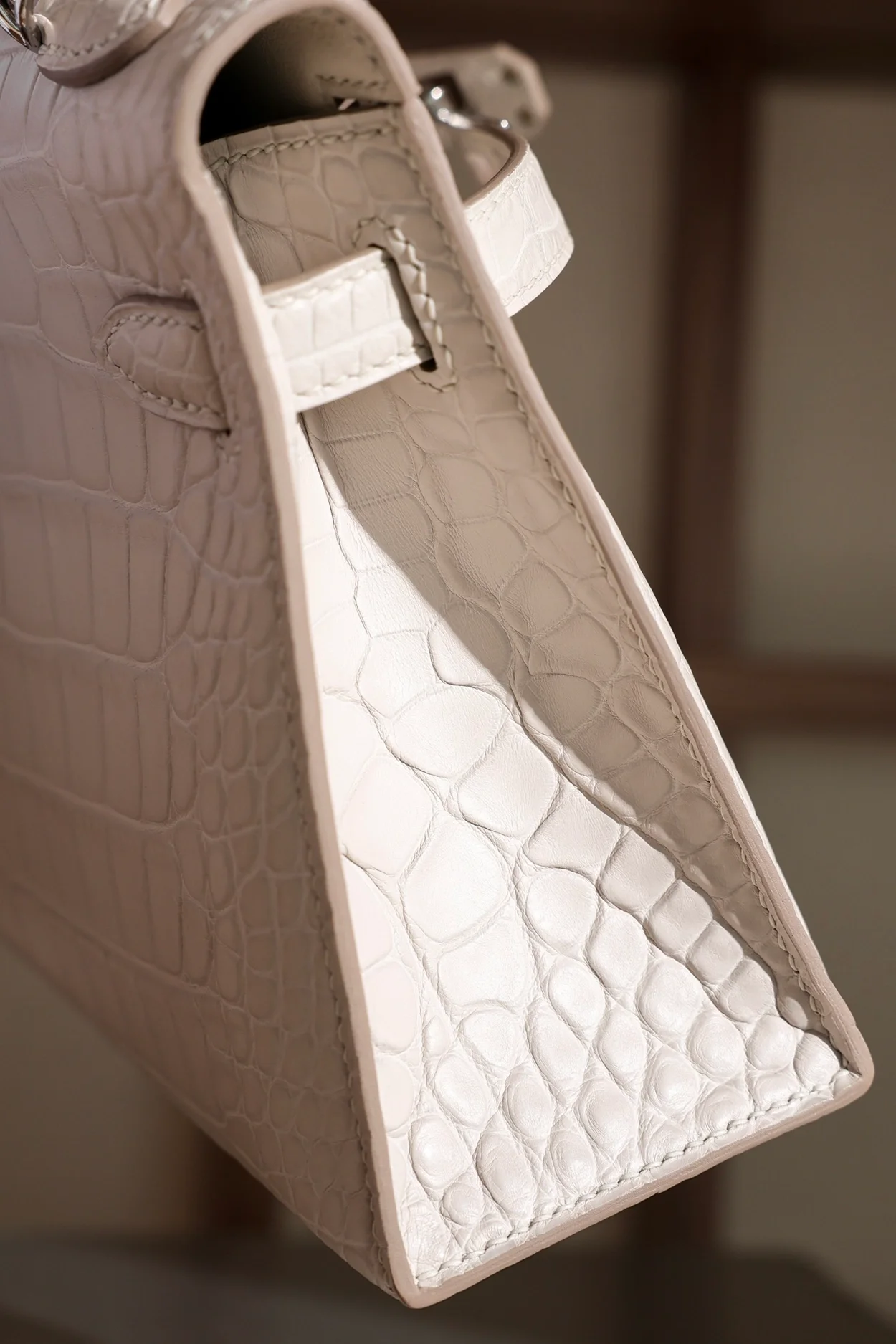 에르메스 미니 켈리 2 셀리에 엘리게이터 나타 팔라듐 하드웨어 (100% HAND MADE)