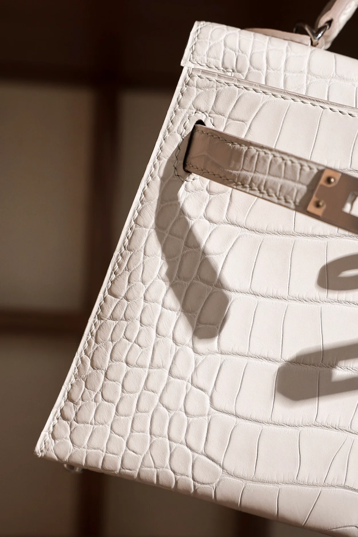 에르메스 미니 켈리 2 셀리에 엘리게이터 나타 팔라듐 하드웨어 (100% HAND MADE)