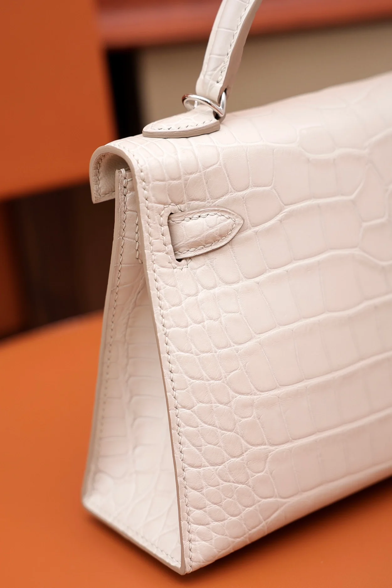 에르메스 미니 켈리 2 셀리에 엘리게이터 나타 팔라듐 하드웨어 (100% HAND MADE)