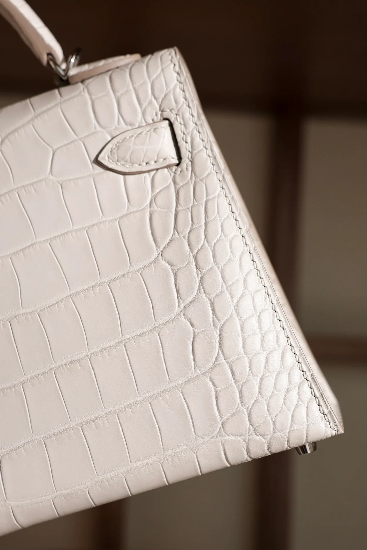 에르메스 미니 켈리 2 셀리에 엘리게이터 나타 팔라듐 하드웨어 (100% HAND MADE)