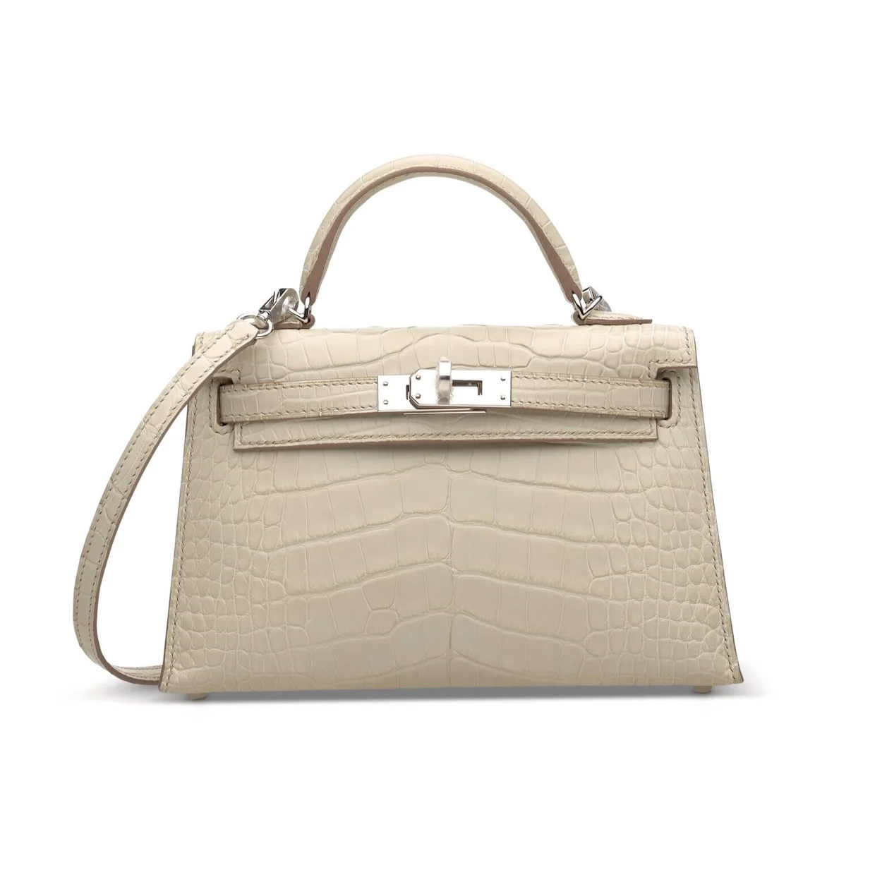 에르메스 미니 켈리 2 셀리에 크로커다일 베통 팔라듐 하드웨어 (100% HAND MADE)