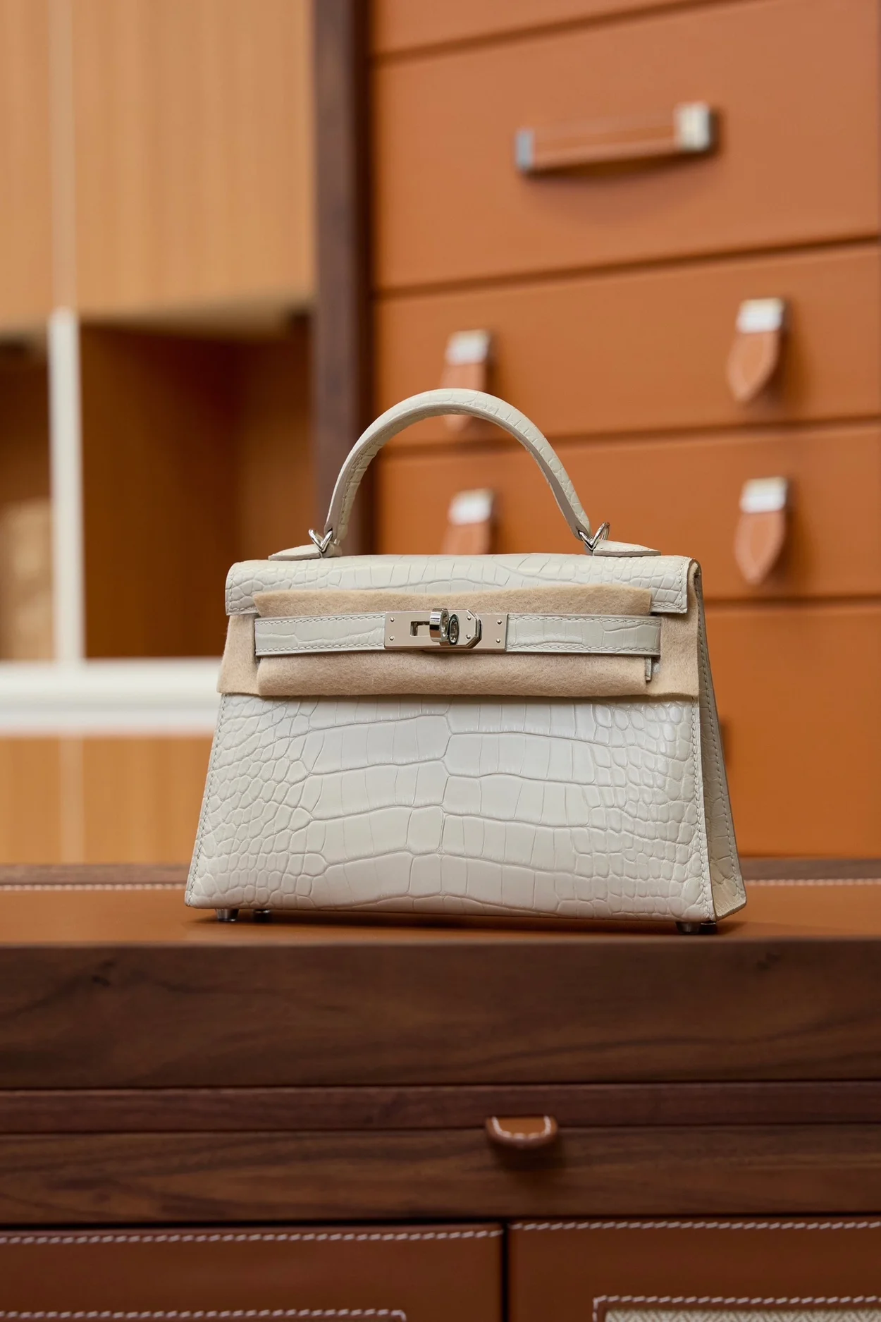 에르메스 미니 켈리 2 셀리에 크로커다일 베통 팔라듐 하드웨어 (100% HAND MADE)