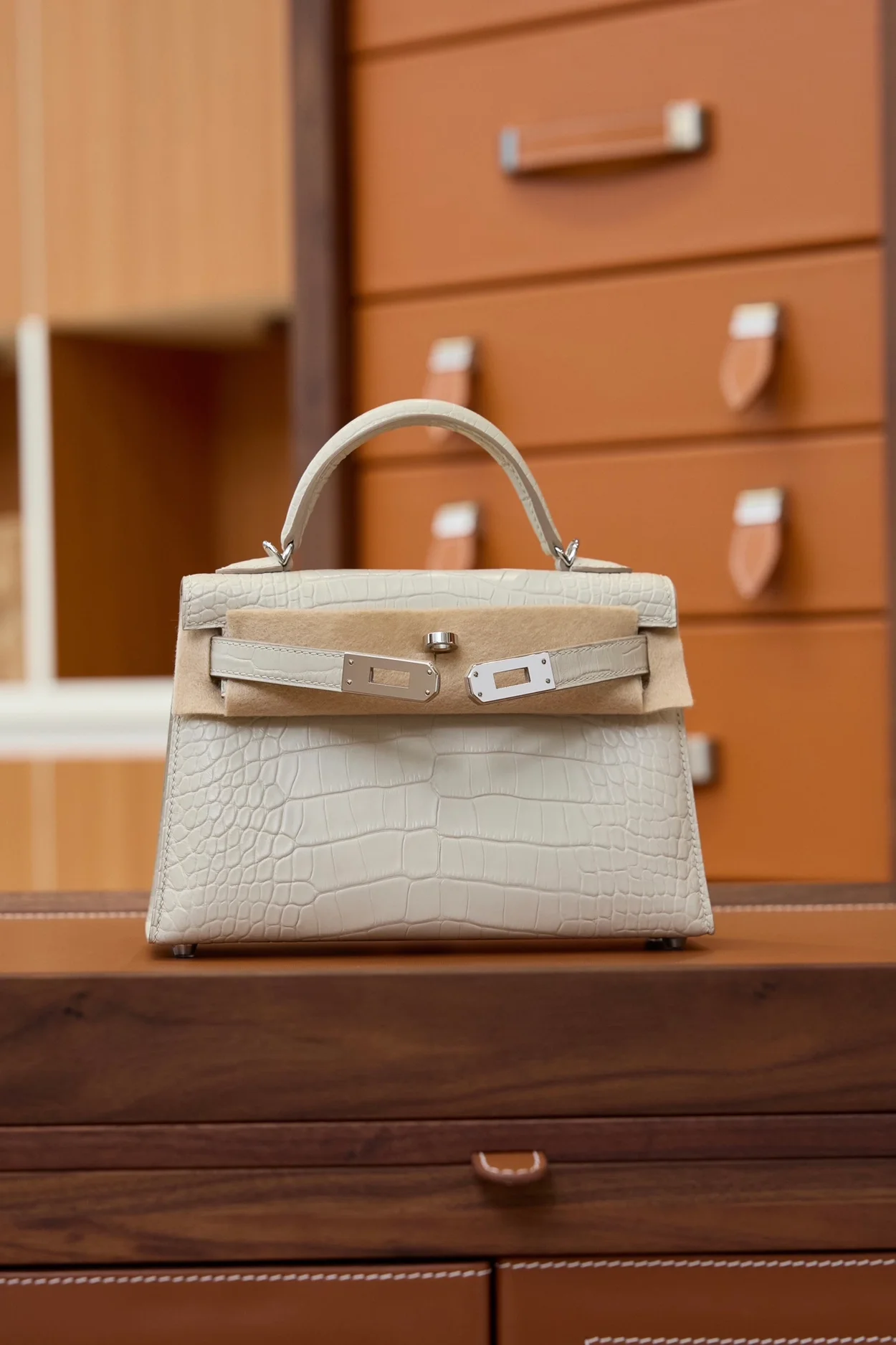 에르메스 미니 켈리 2 셀리에 크로커다일 베통 팔라듐 하드웨어 (100% HAND MADE)