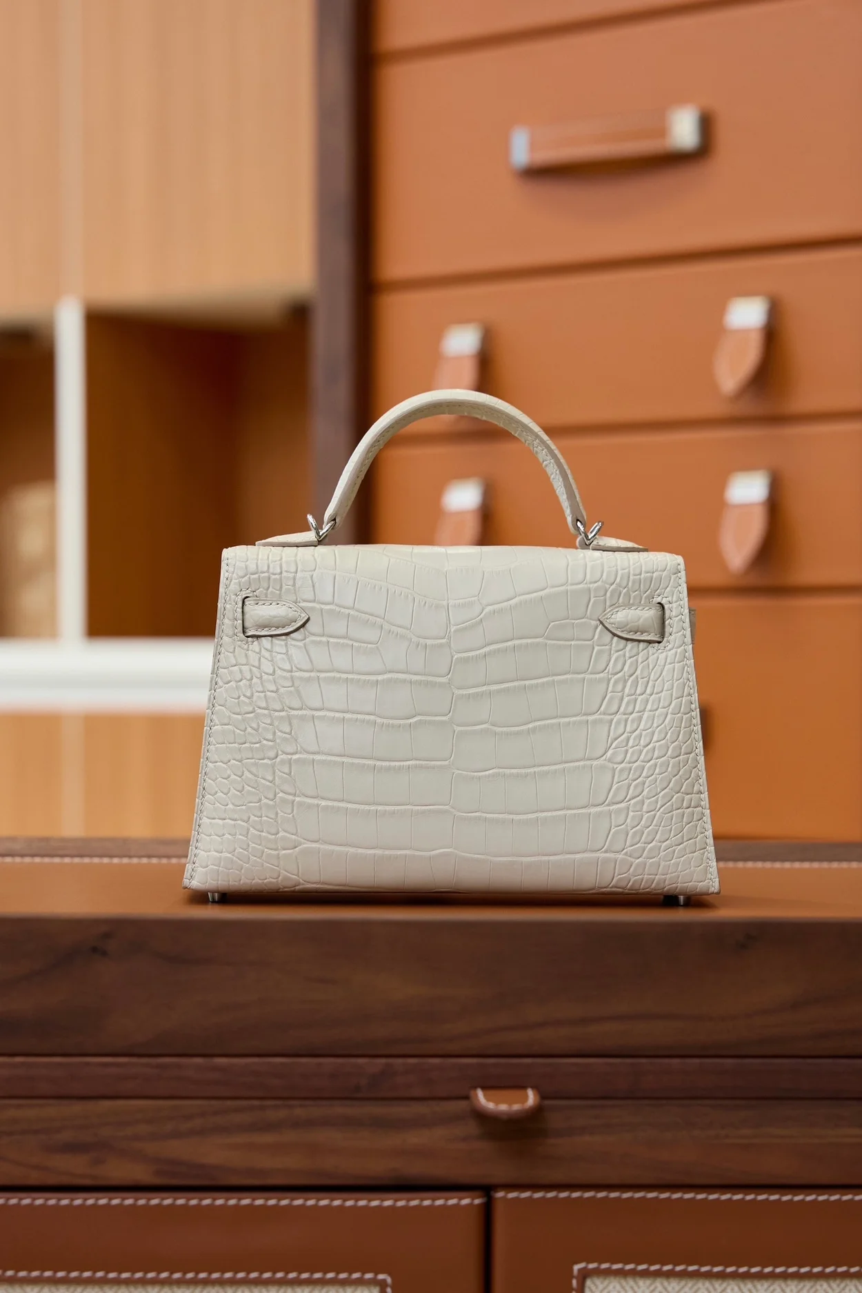 에르메스 미니 켈리 2 셀리에 크로커다일 베통 팔라듐 하드웨어 (100% HAND MADE)