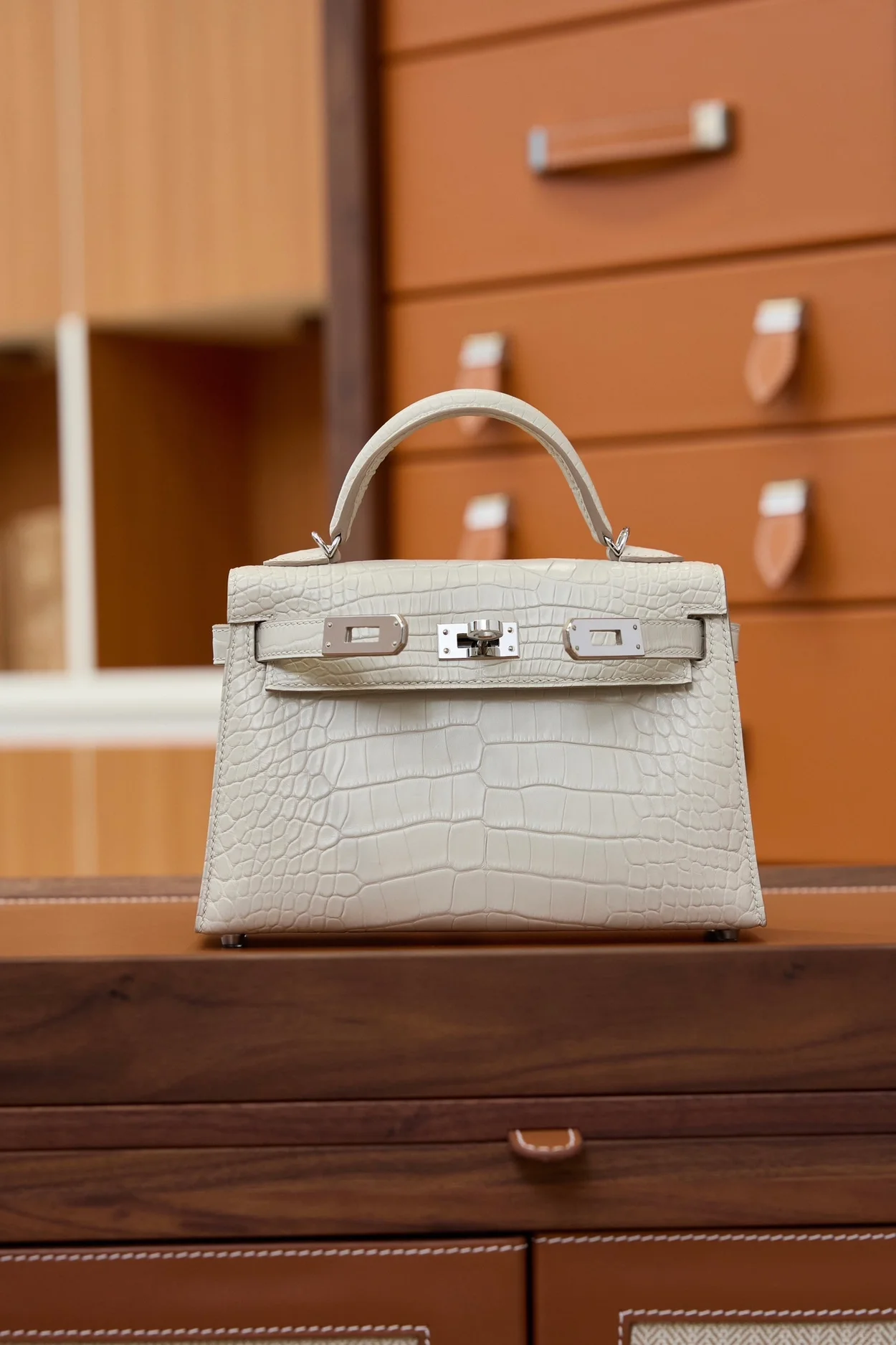 에르메스 미니 켈리 2 셀리에 크로커다일 베통 팔라듐 하드웨어 (100% HAND MADE)