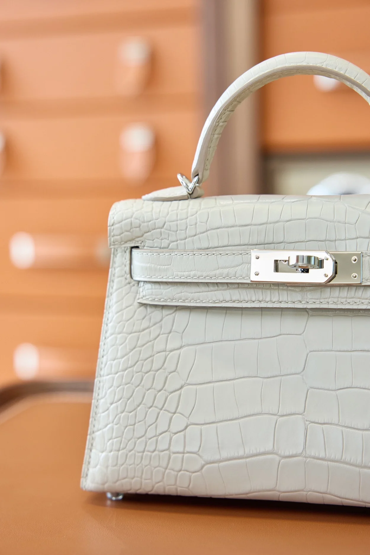 에르메스 미니 켈리 2 셀리에 크로커다일 베통 팔라듐 하드웨어 (100% HAND MADE)