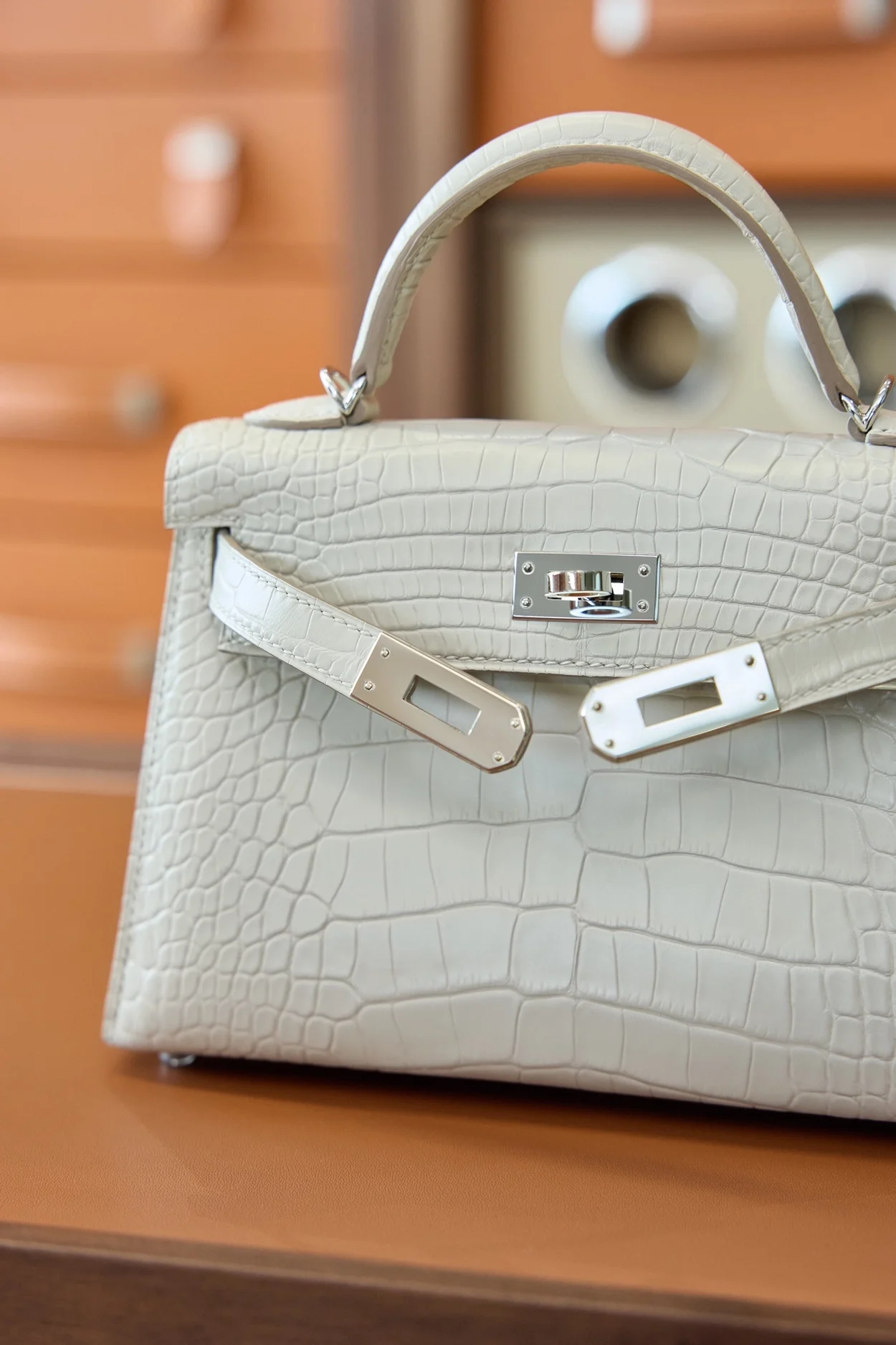 에르메스 미니 켈리 2 셀리에 크로커다일 베통 팔라듐 하드웨어 (100% HAND MADE)
