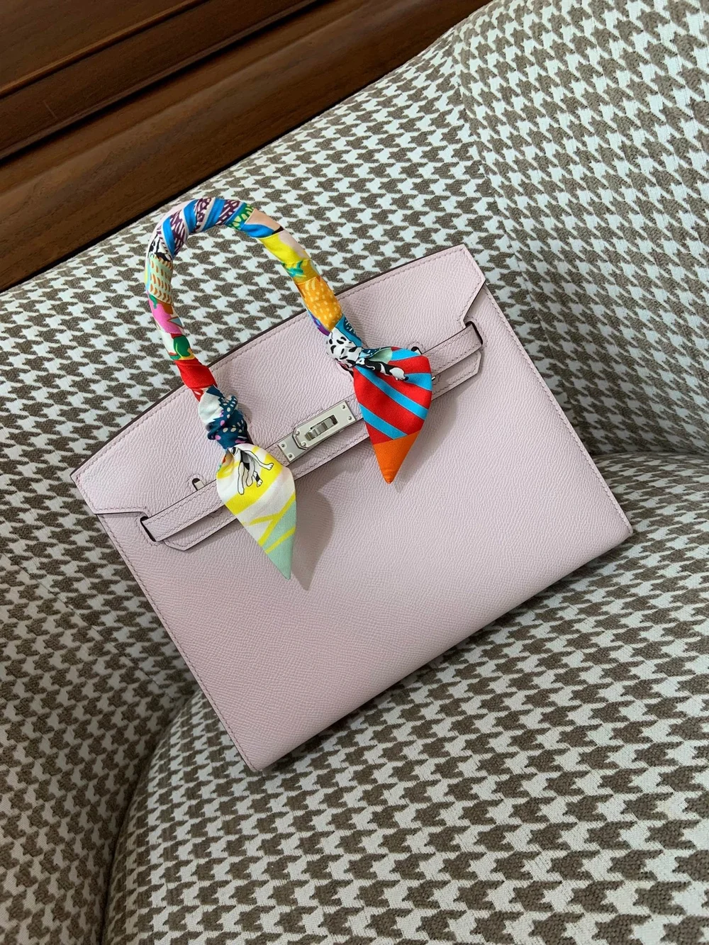 에르메스 버킨 25 셀리에 판타지 핑크 퍼플 실버 하드웨어 (100% HAND MADE)