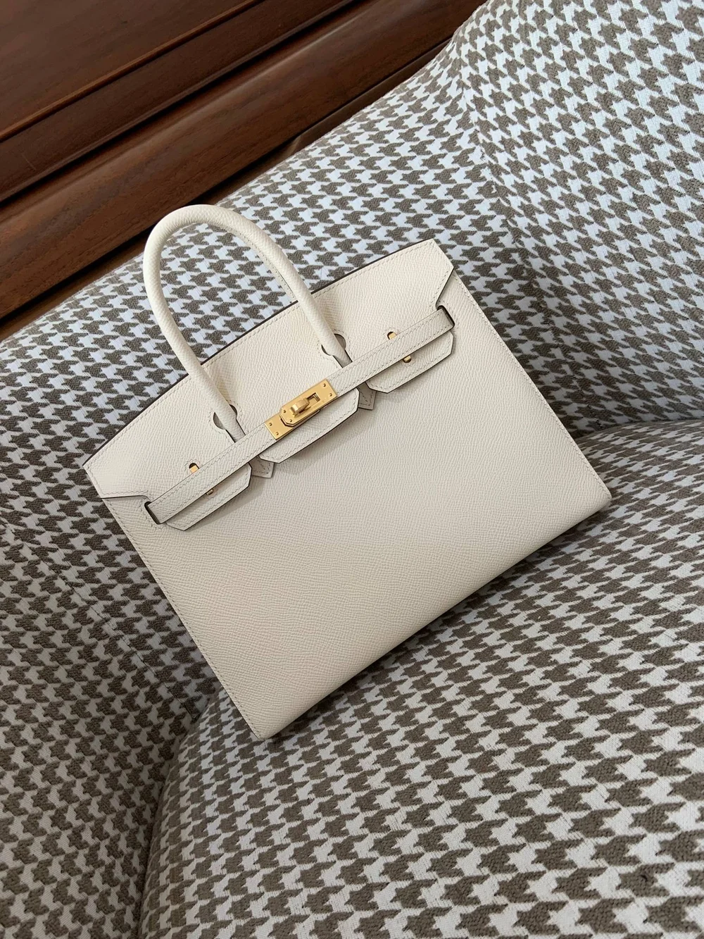 에르메스 버킨 25 셀리에 크림 화이트 골드 하드웨어 (100% HAND MADE)
