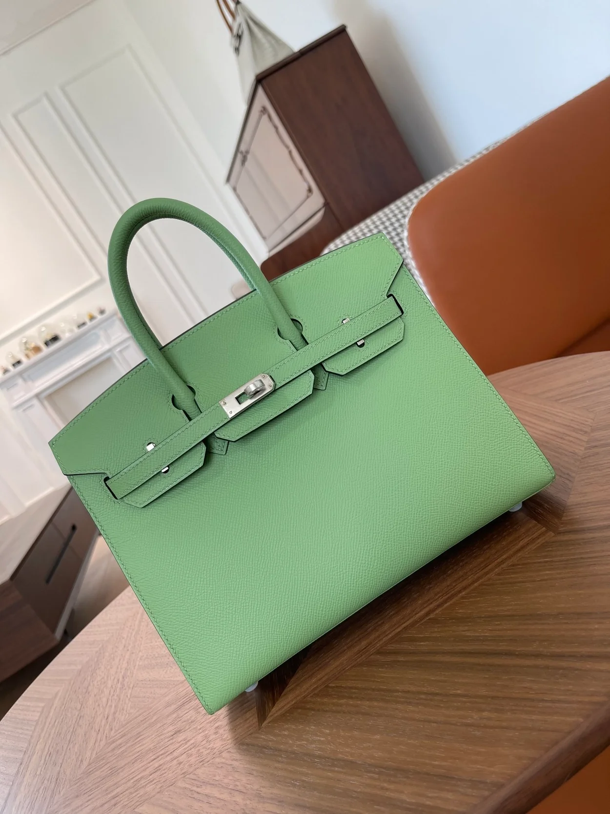 에르메스 버킨 25 셀리에 아보카도 그린 실버 하드웨어 (100% HAND MADE)