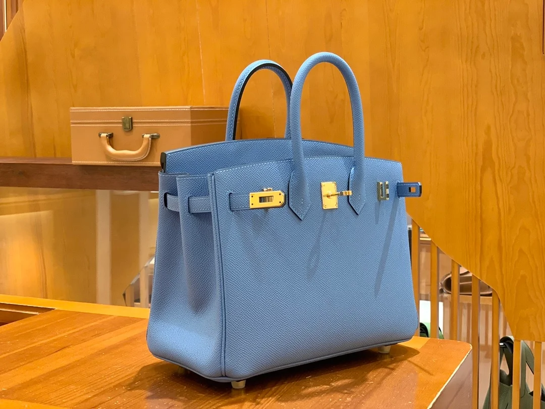 에르메스 버킨 25 르투르네 헤븐 블루 골드 하드웨어 (100% HAND MADE)