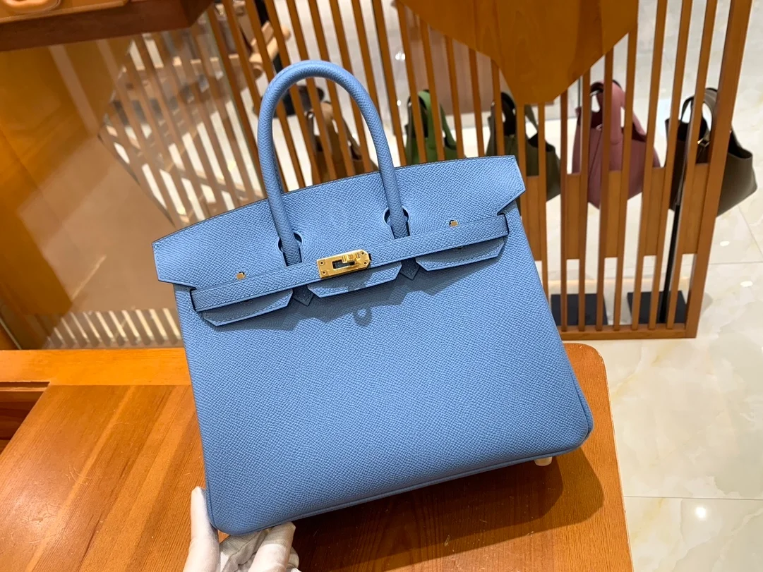 에르메스 버킨 25 르투르네 헤븐 블루 골드 하드웨어 (100% HAND MADE)