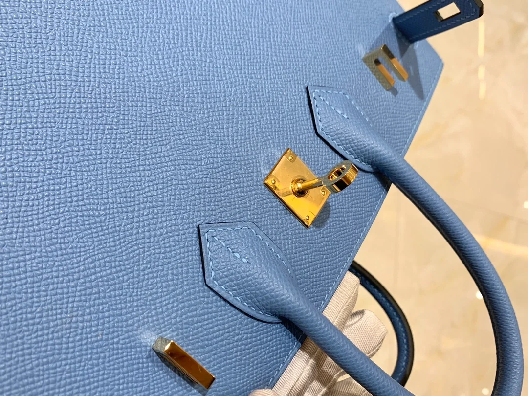 에르메스 버킨 25 르투르네 헤븐 블루 골드 하드웨어 (100% HAND MADE)
