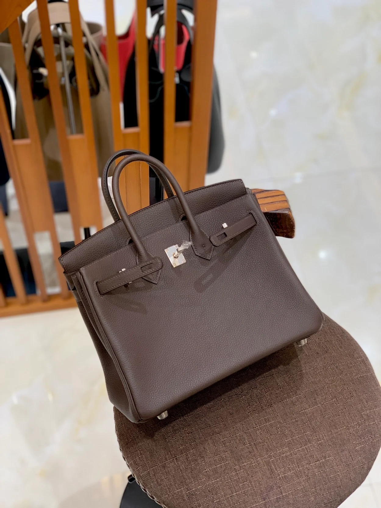 에르메스 버킨 25 르투르네 초코 브라운 실버 하드웨어 (100% HAND MADE)