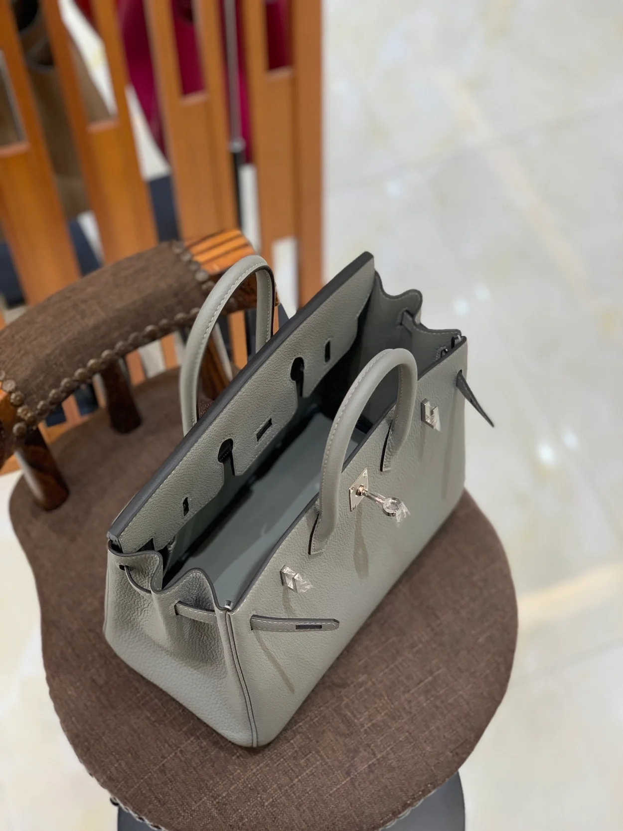 에르메스 버킨 25 르투르네 글레이셔 블루 실버 하드웨어 (100% HAND MADE)