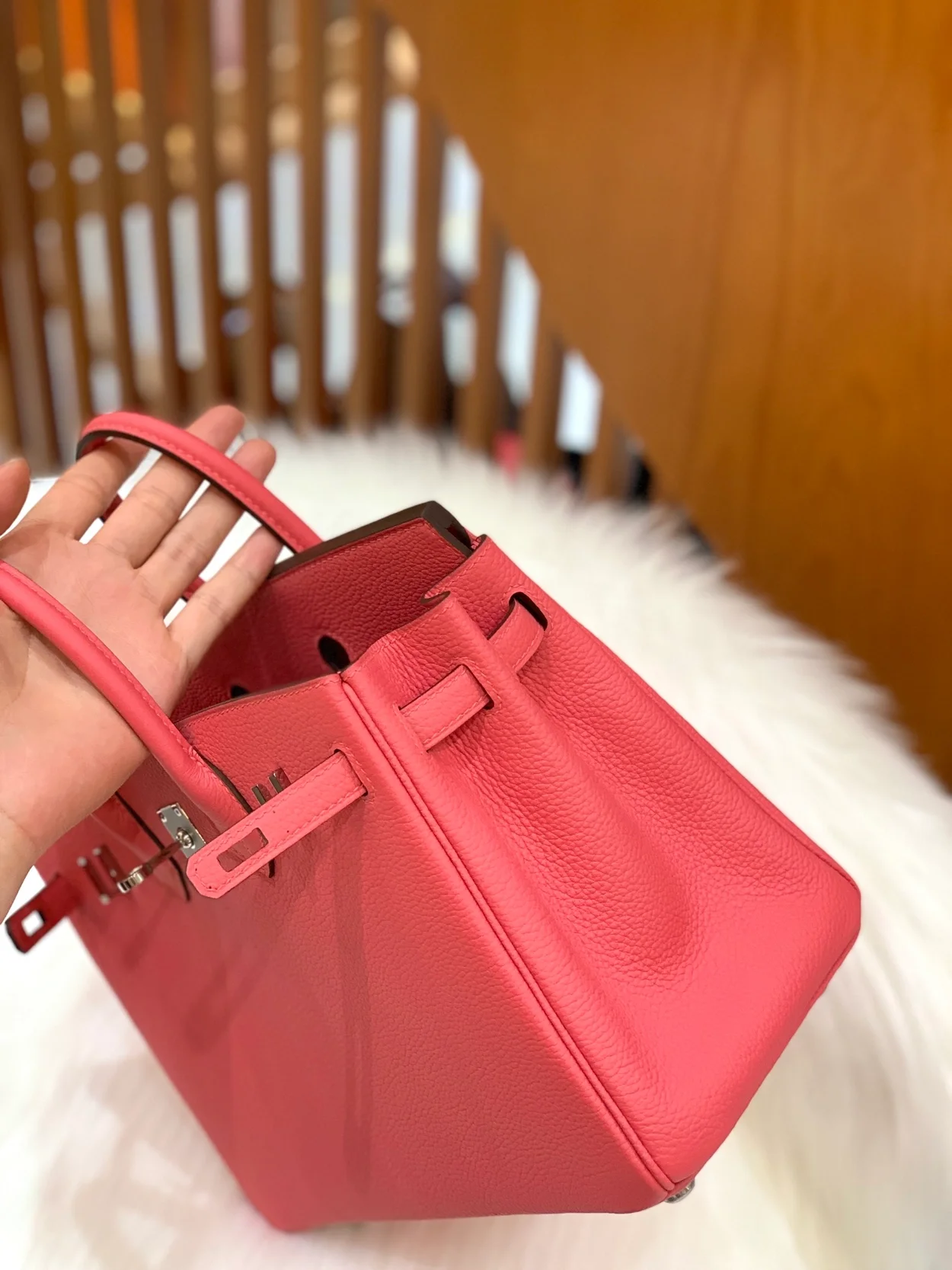 에르메스 버킨 25 르투르네 립스틱 핑크 실버 하드웨어 (100% HAND MADE)