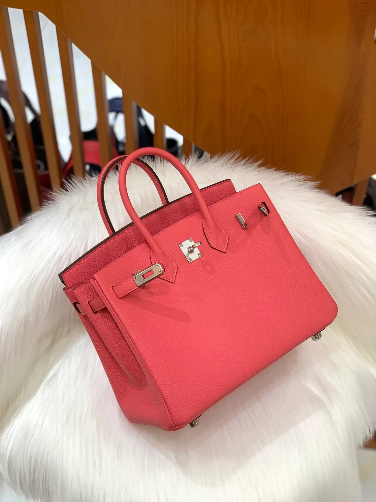 에르메스 버킨 25 르투르네 립스틱 핑크 실버 하드웨어 (100% HAND MADE)