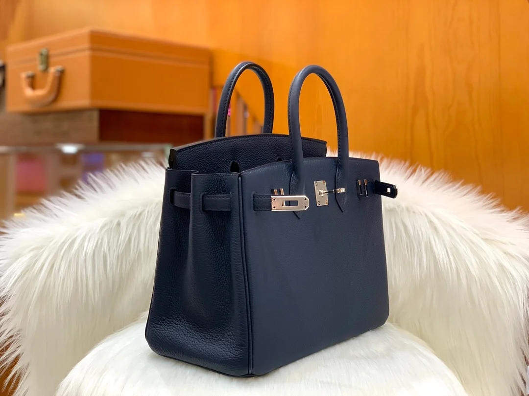 에르메스 버킨 25 르투르네 사파이어 블루 실버 하드웨어 (100% HAND MADE)