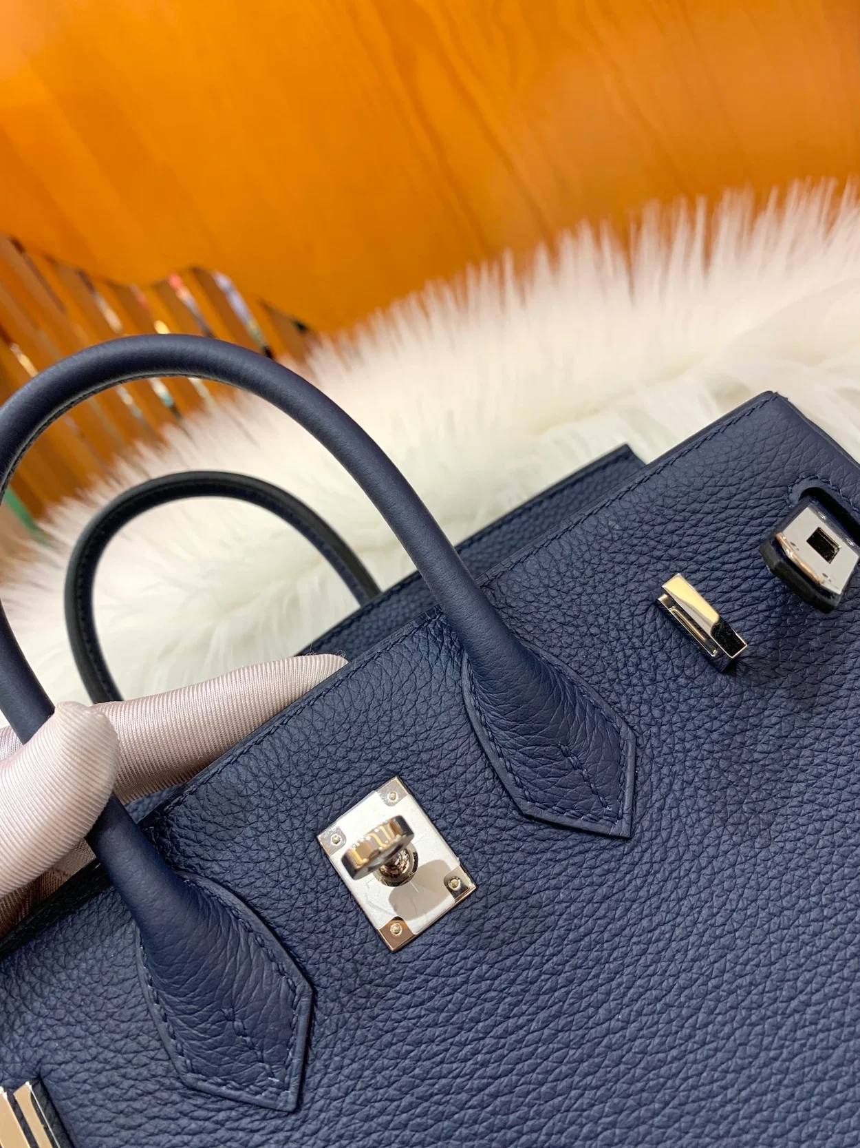 에르메스 버킨 25 르투르네 사파이어 블루 실버 하드웨어 (100% HAND MADE)