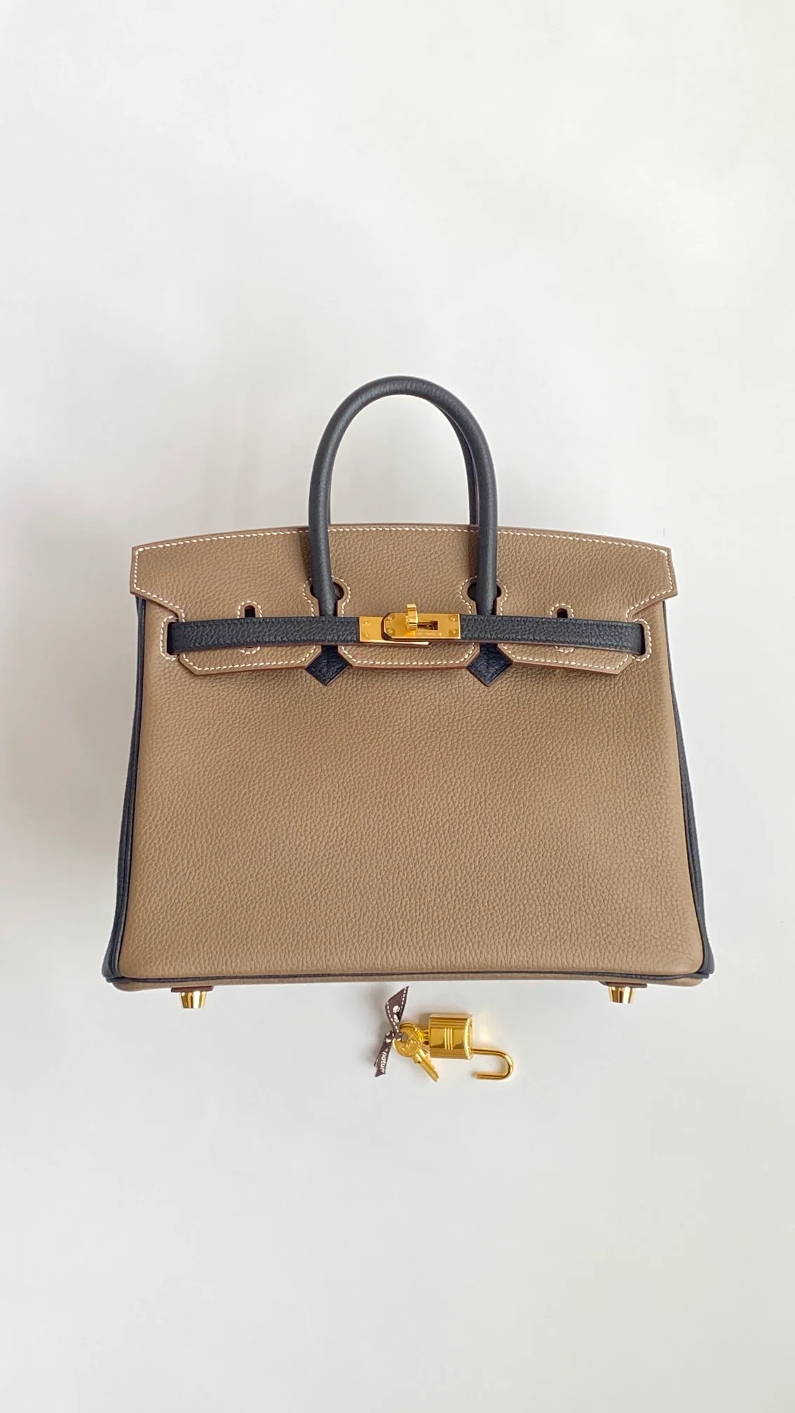 에르메스 버킨 25 르투르네 스페셜 오더 브라운 & 네이비 투톤 골드 하드웨어 (100% HAND MADE)