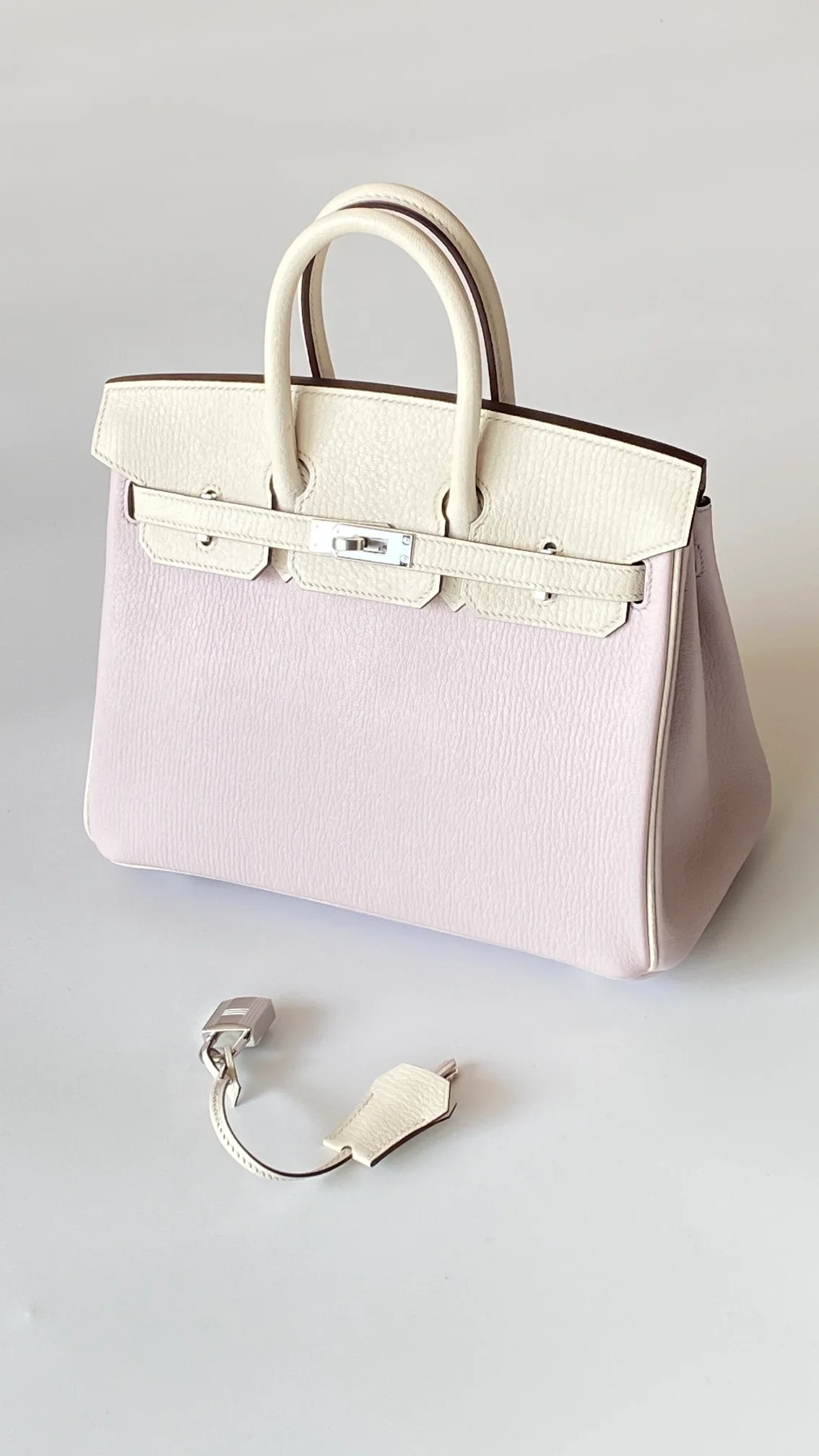 에르메스 버킨 25 르투르네 스페셜 오더 핑크 & 화이트 투톤 팔라듐 하드웨어 (100% HAND MADE)