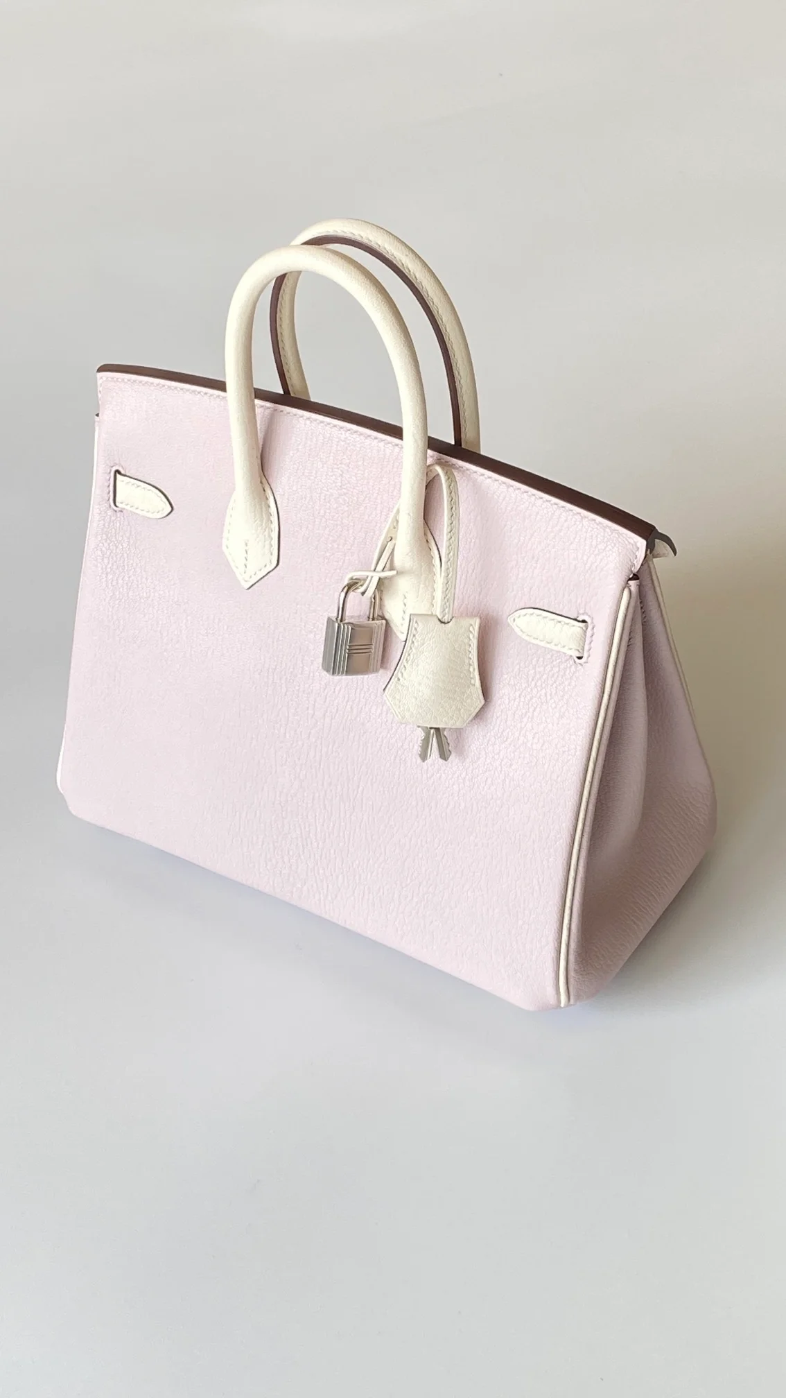 에르메스 버킨 25 르투르네 스페셜 오더 핑크 & 화이트 투톤 팔라듐 하드웨어 (100% HAND MADE)