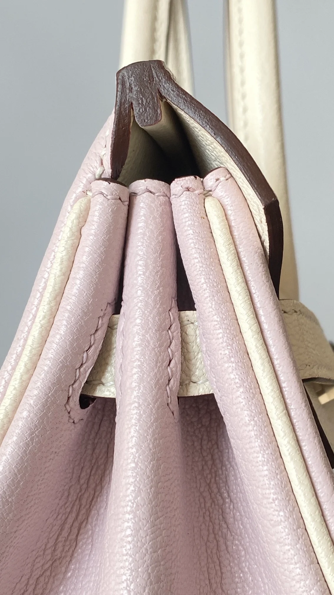 에르메스 버킨 25 르투르네 스페셜 오더 핑크 & 화이트 투톤 팔라듐 하드웨어 (100% HAND MADE)