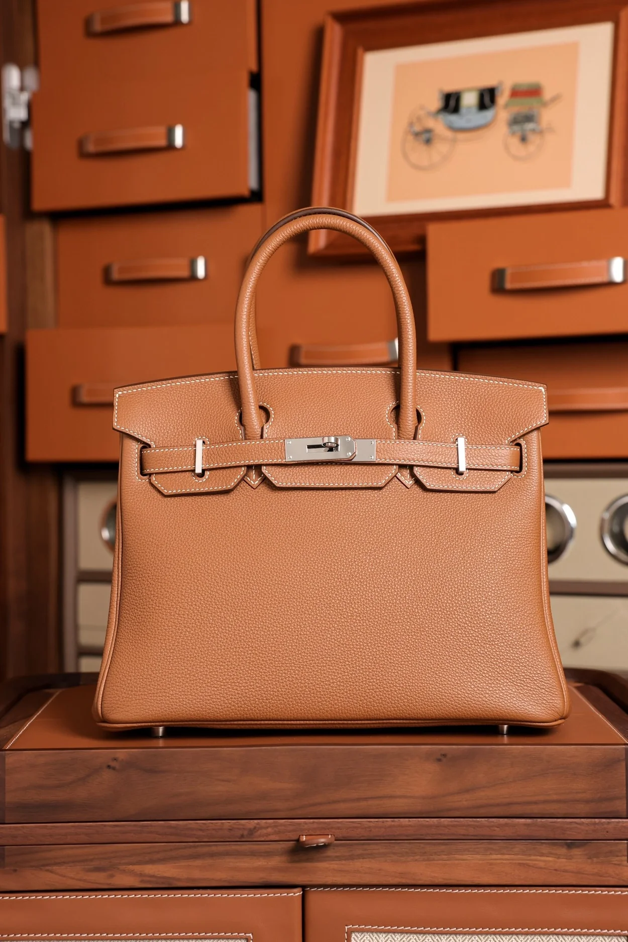 에르메스 버킨 30 르투르네 브라운 팔라듐 하드웨어 (100% HAND MADE)
