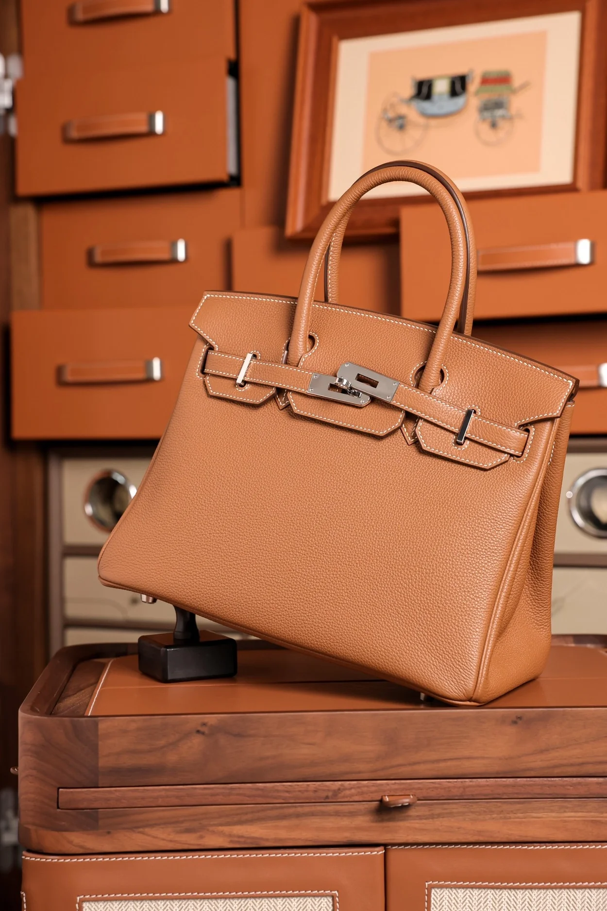 에르메스 버킨 30 르투르네 브라운 팔라듐 하드웨어 (100% HAND MADE)